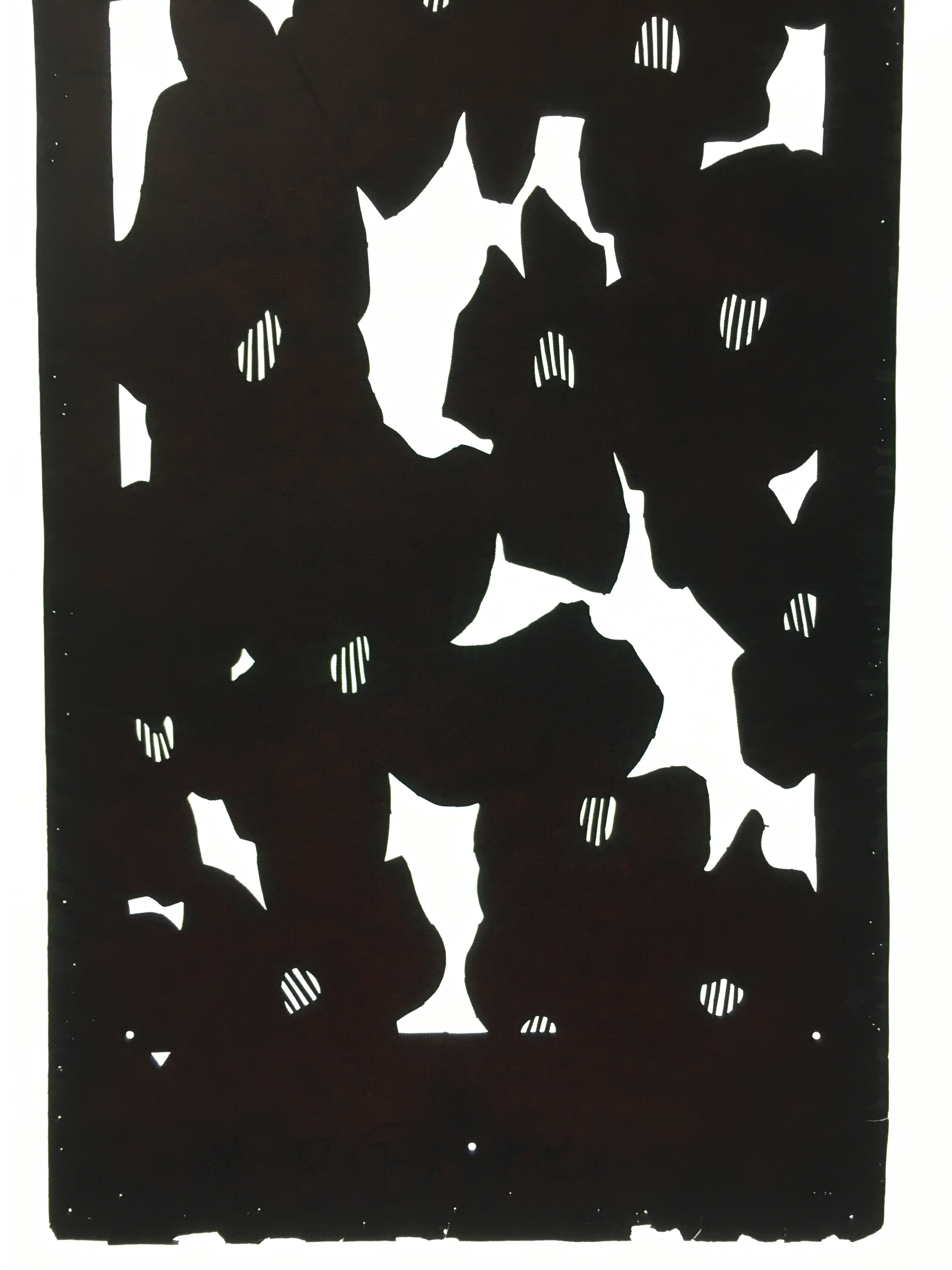 Antique Japanese Katagami Kimono Stencil Katazome Abstract Flower C759