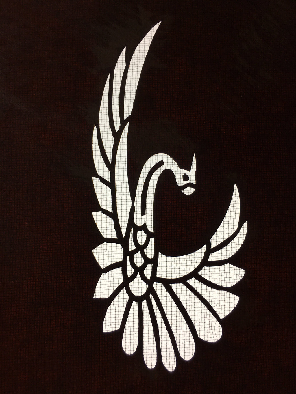 Antique Japanese Katagami Kimono Stencil Katazome Crane Flower C752