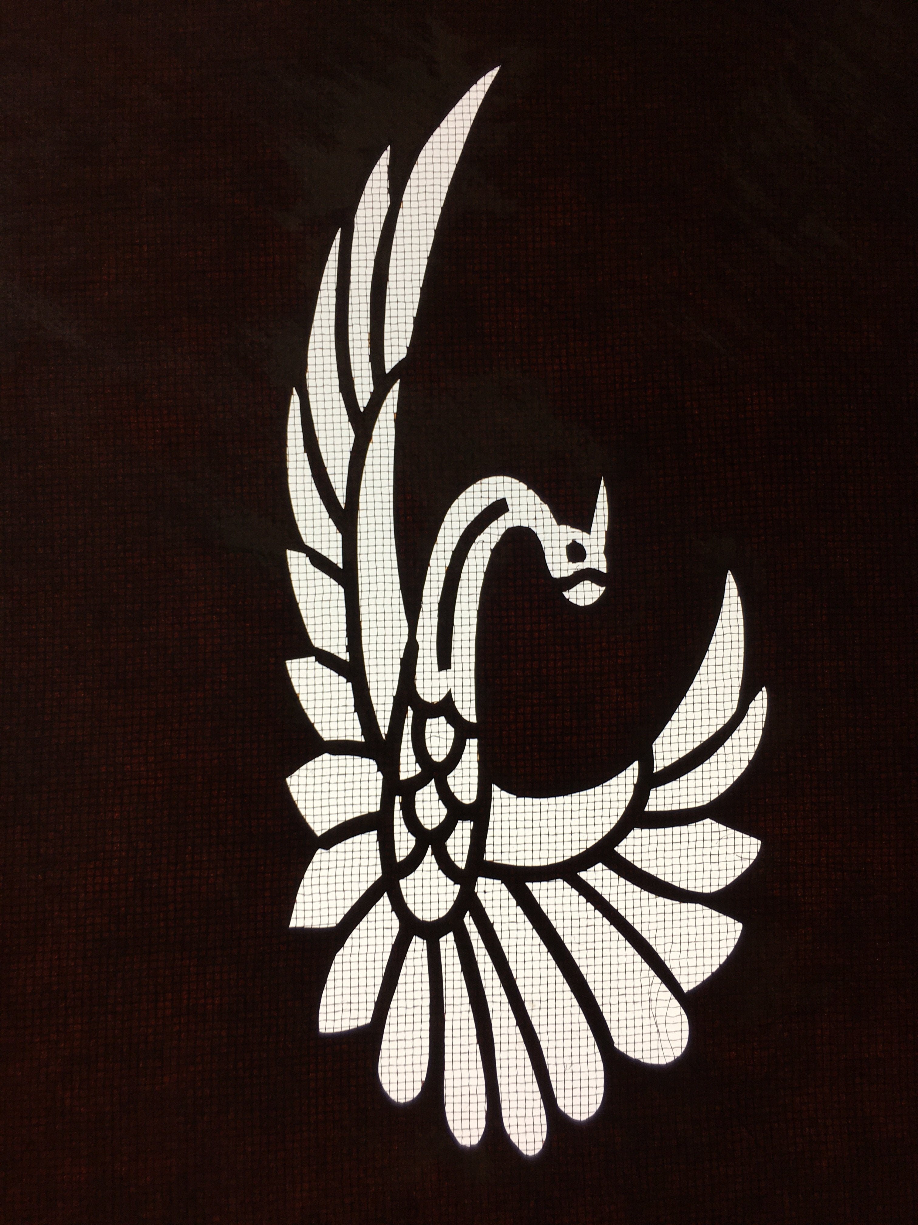 Antique Japanese Katagami Kimono Stencil Katazome Crane Flower C752
