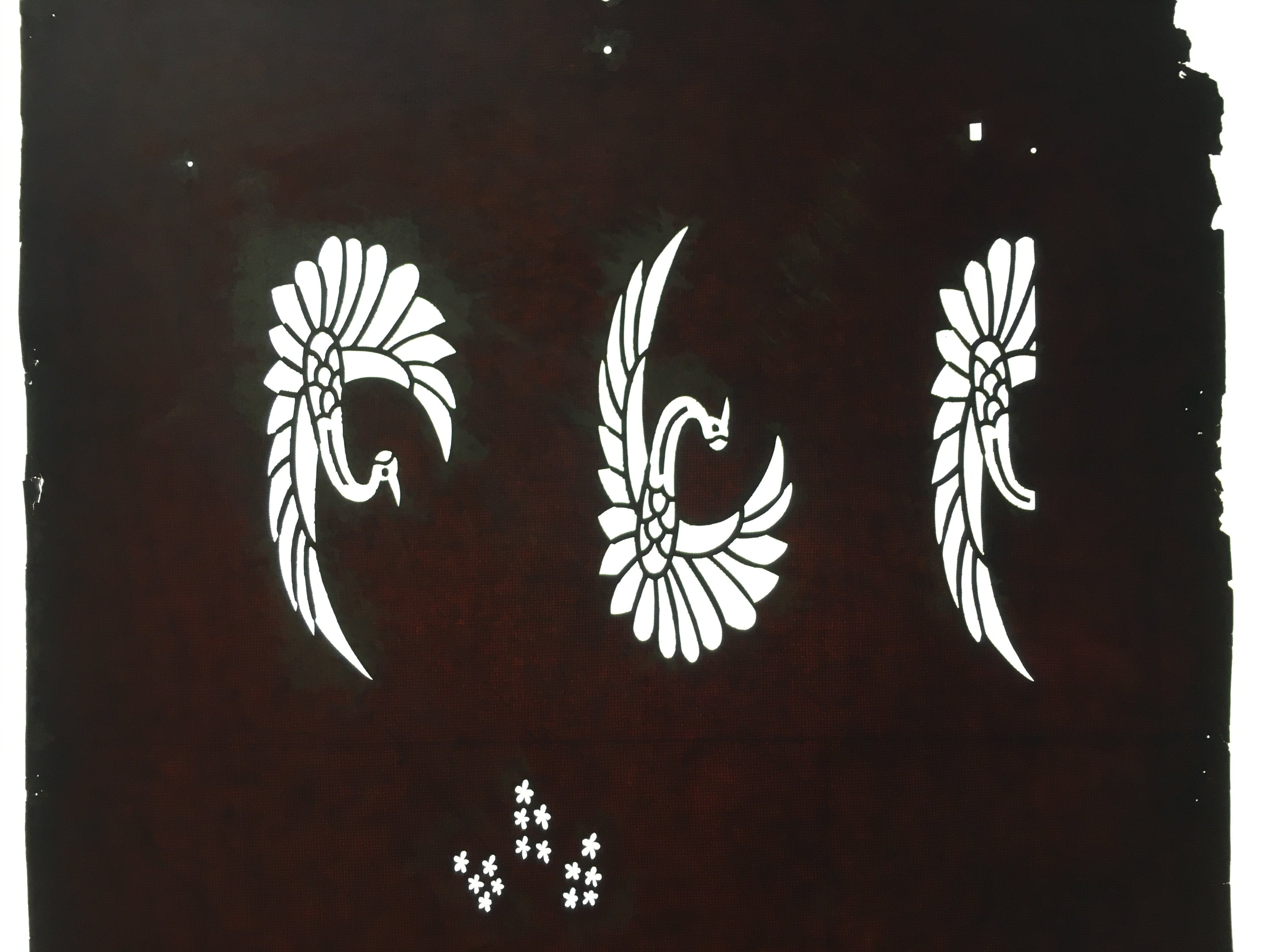Antique Japanese Katagami Kimono Stencil Katazome Crane Flower C752