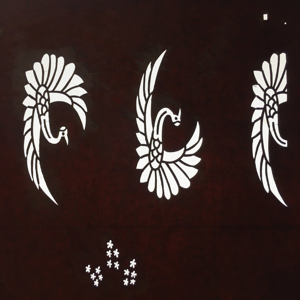Antique Japanese Katagami Kimono Stencil Katazome Crane Flower C752