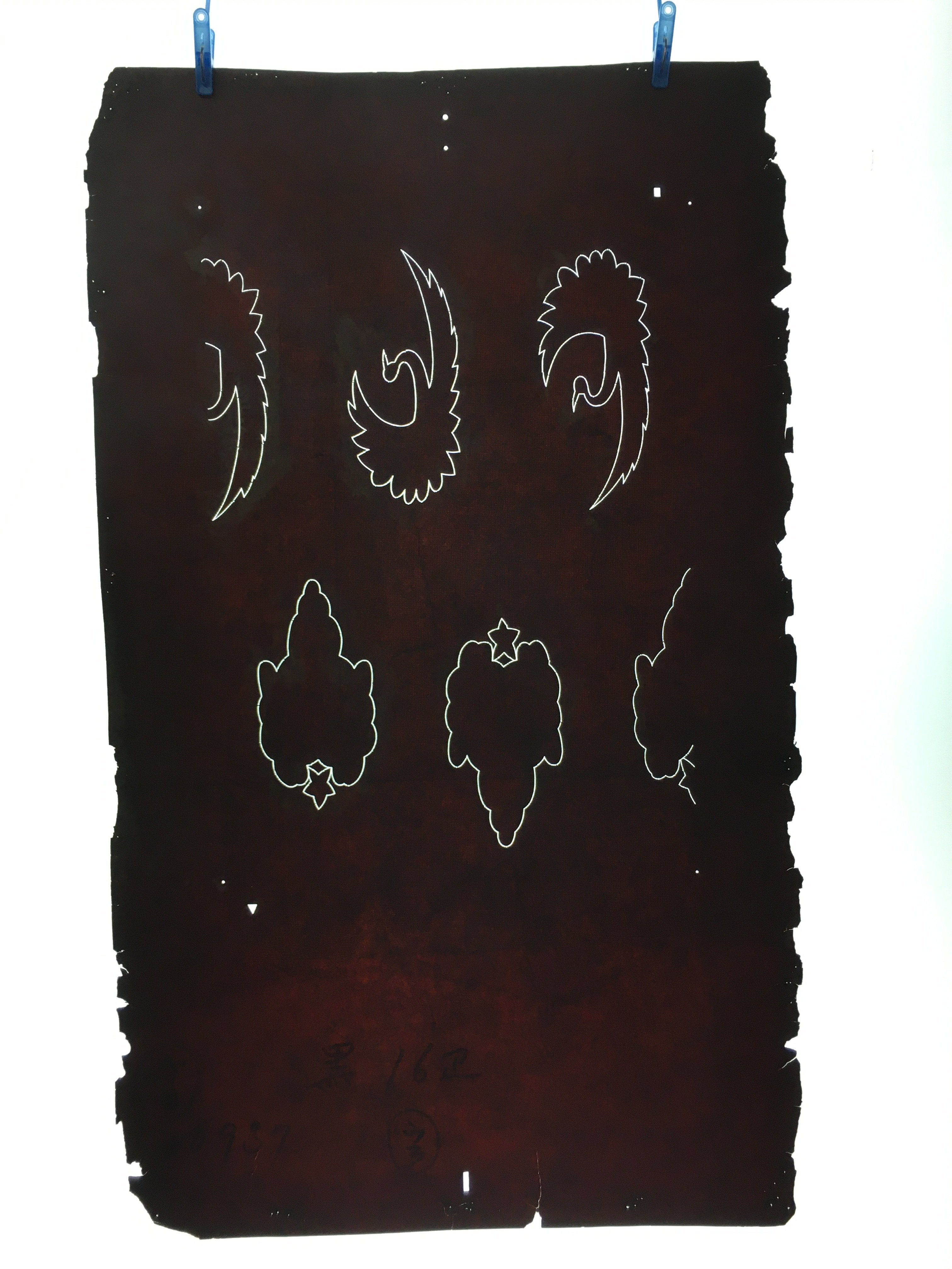Antique Japanese Katagami Kimono Stencil Katazome Crane Star Cloud C778