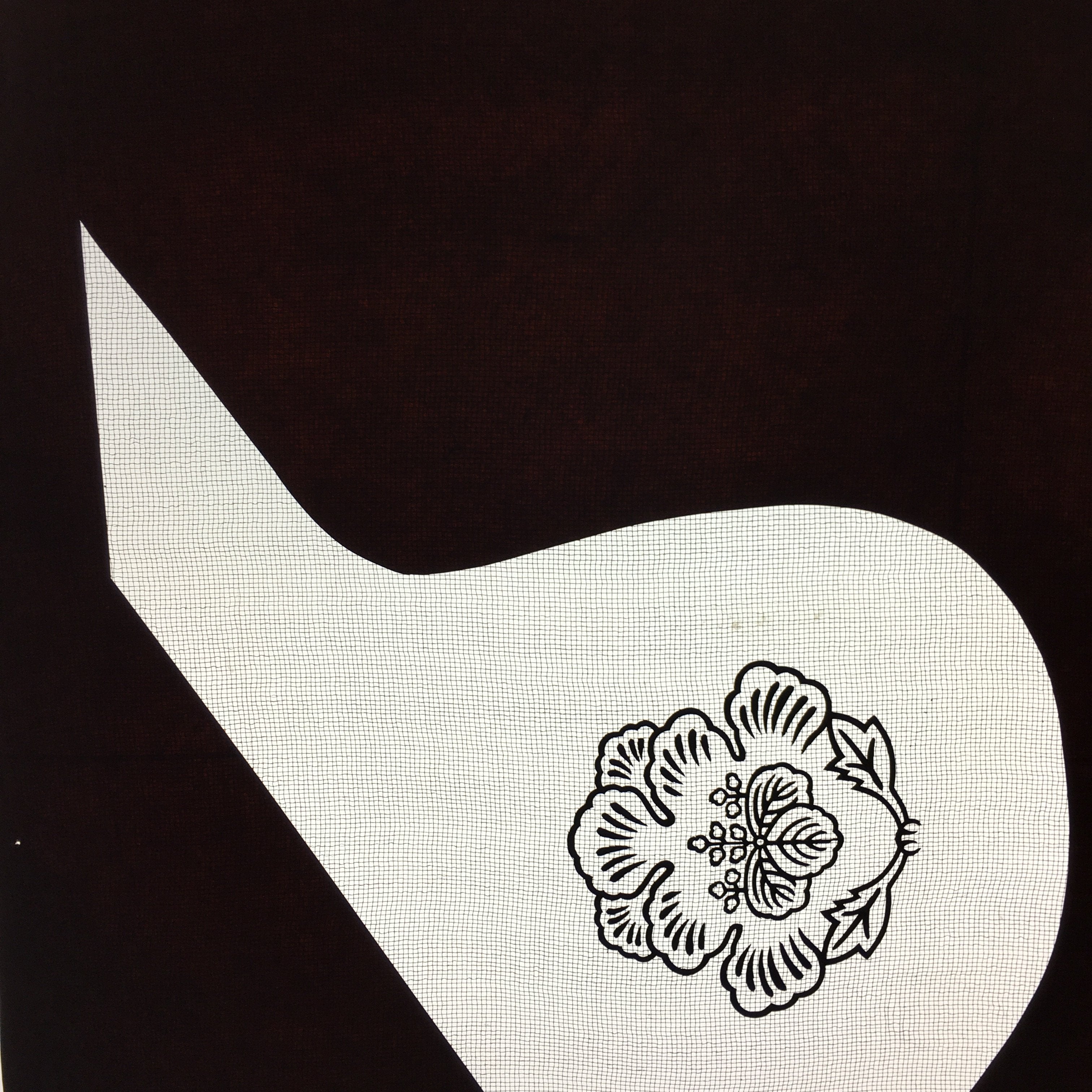 Antique Japanese Katagami Kimono Stencil Katazome Design Flower Crest C808
