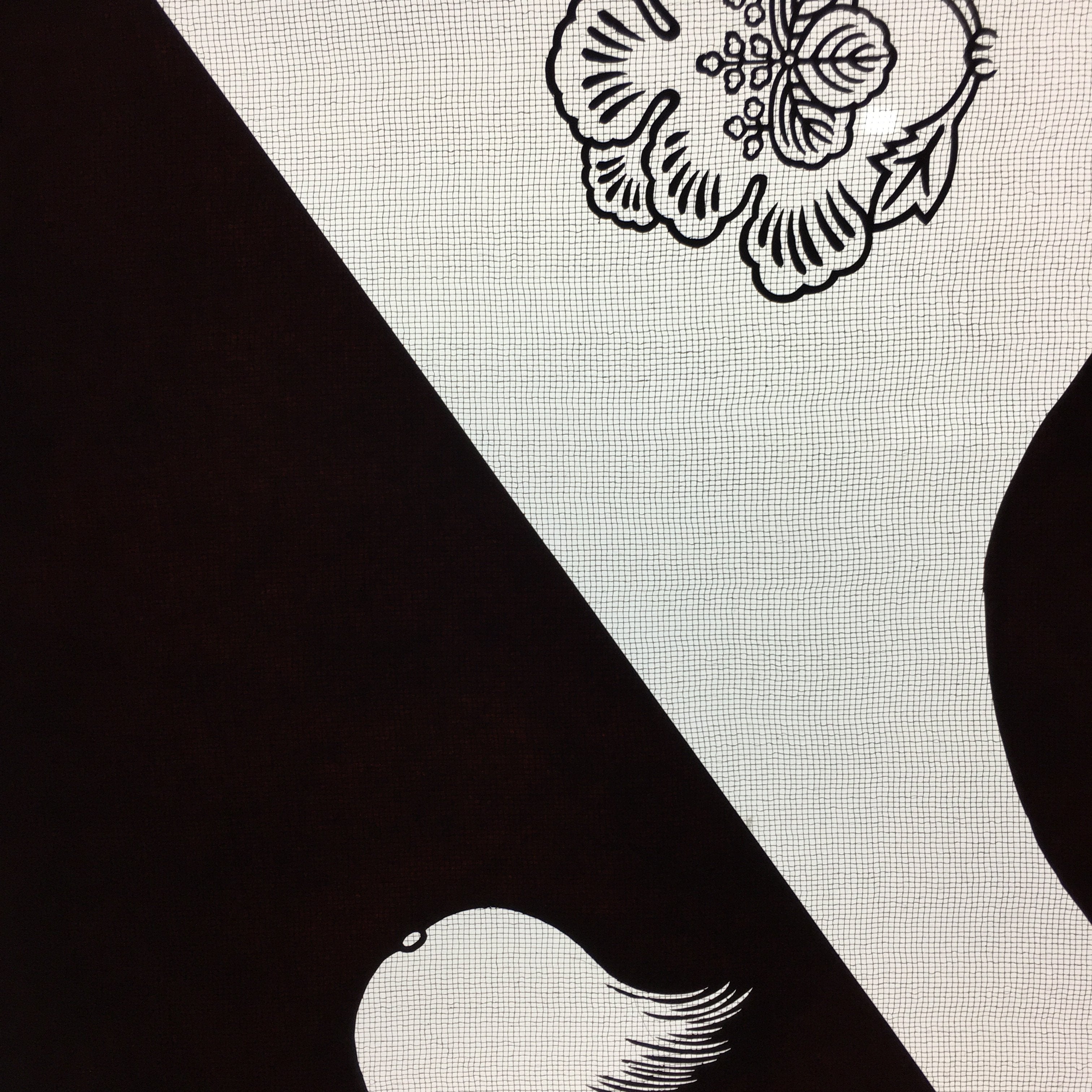 Antique Japanese Katagami Kimono Stencil Katazome Design Flower Crest C808