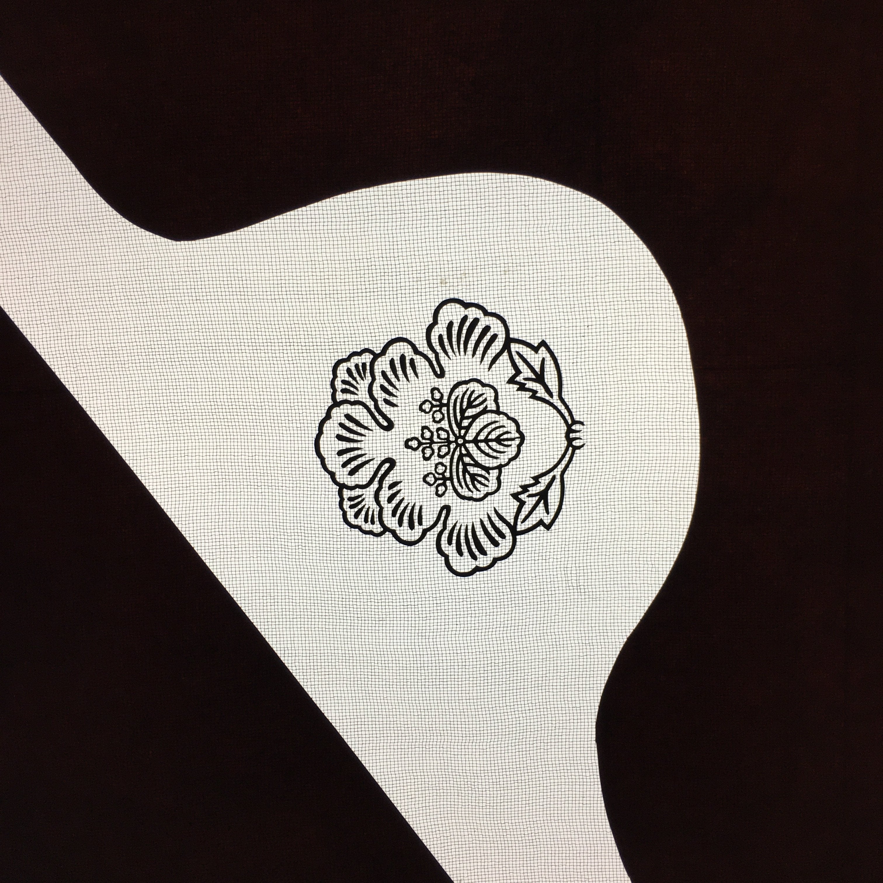 Antique Japanese Katagami Kimono Stencil Katazome Design Flower Crest C808