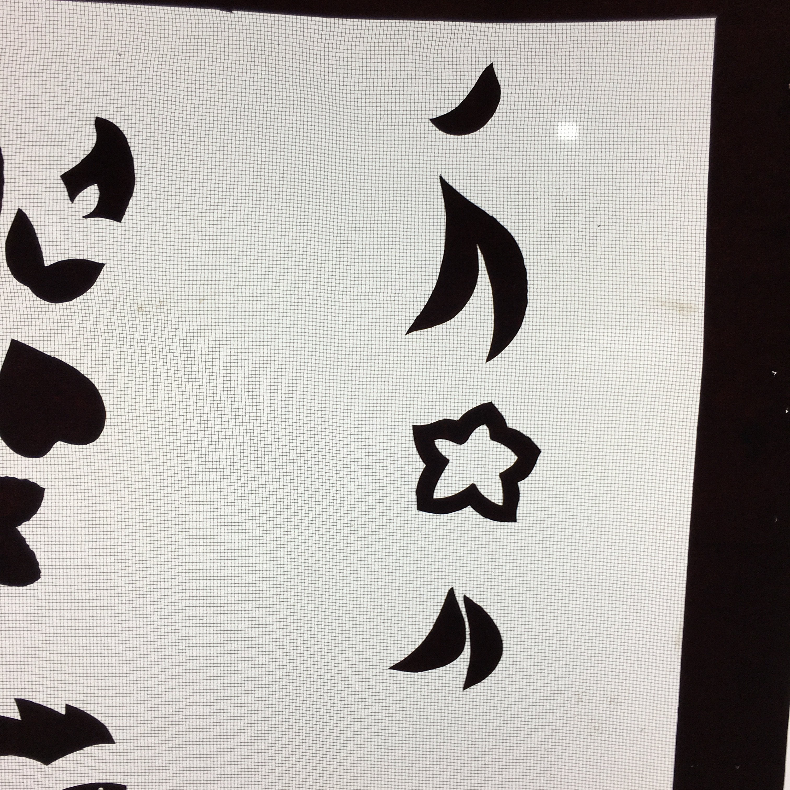 Antique Japanese Katagami Kimono Stencil Katazome Design Flower Star C811
