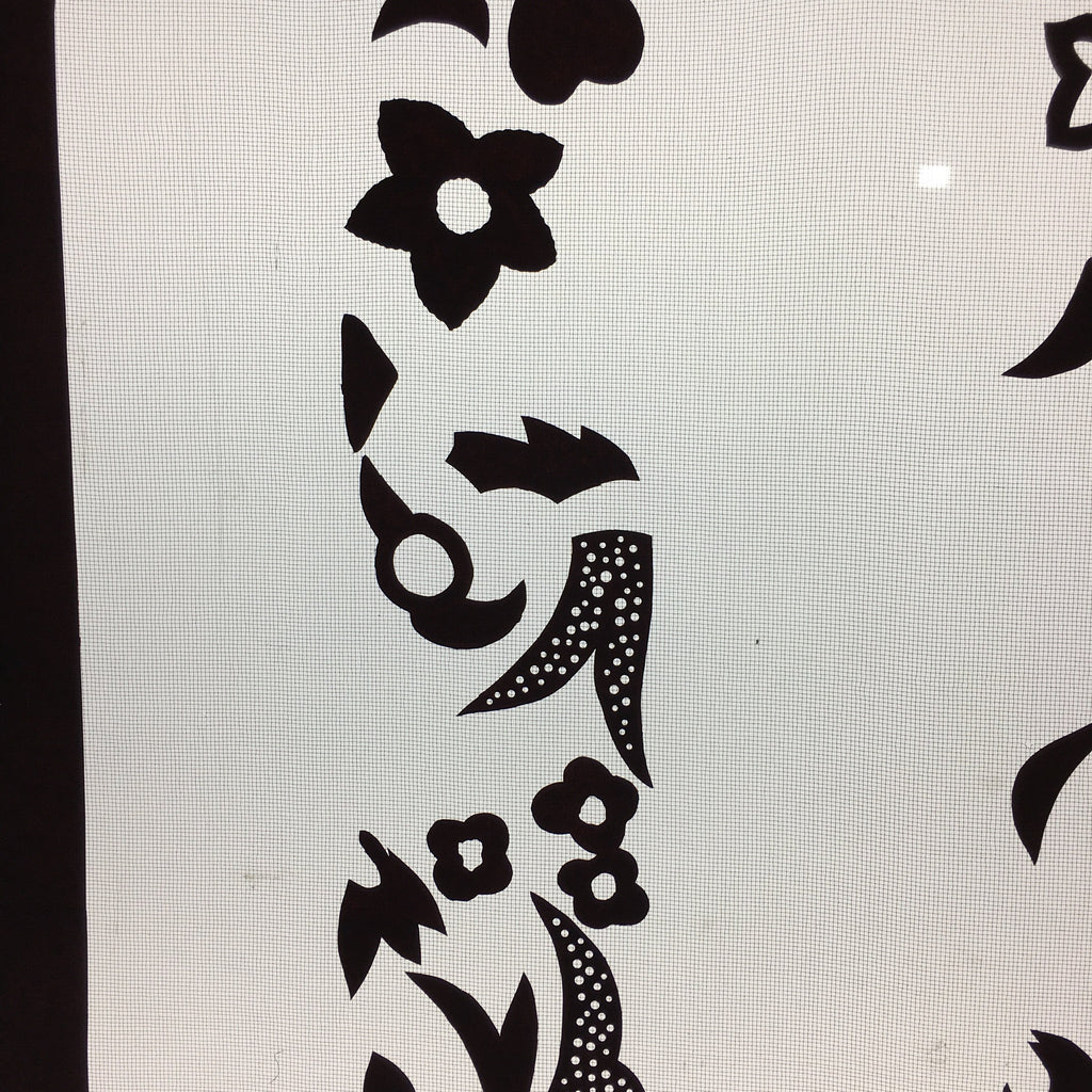 Antique Japanese Katagami Kimono Stencil Katazome Design Flower Star C811