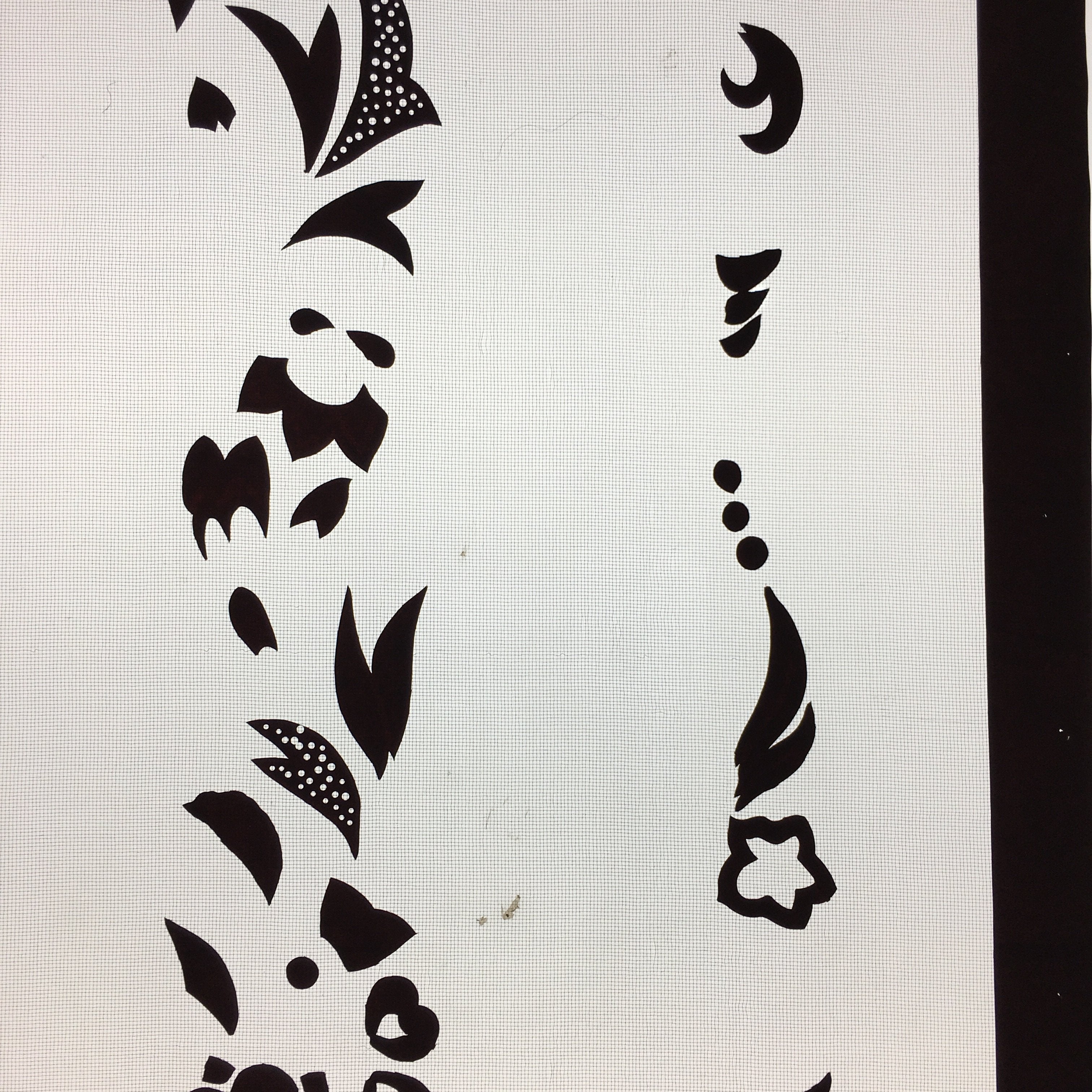Antique Japanese Katagami Kimono Stencil Katazome Design Flower Star C811