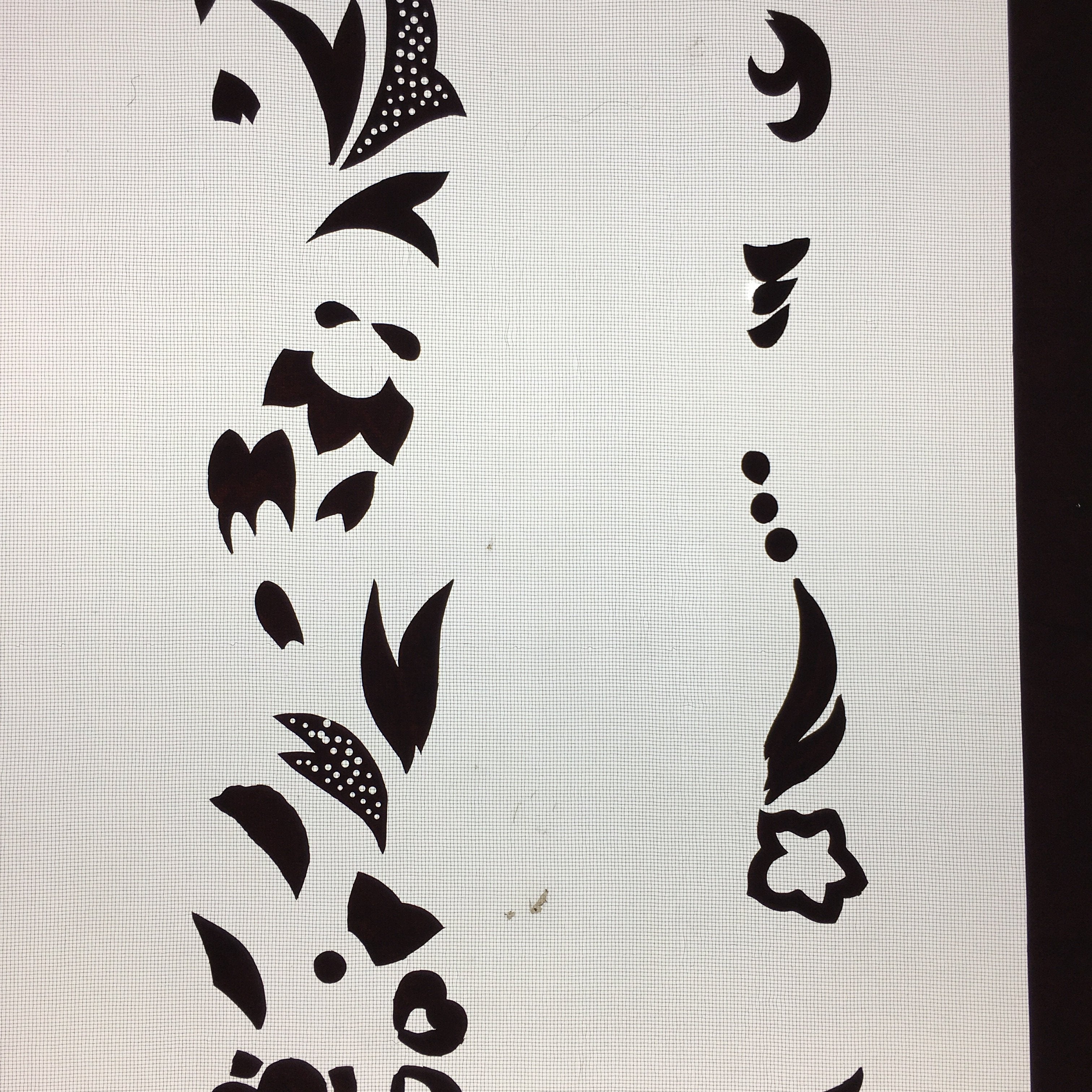 Antique Japanese Katagami Kimono Stencil Katazome Design Flower Star C811
