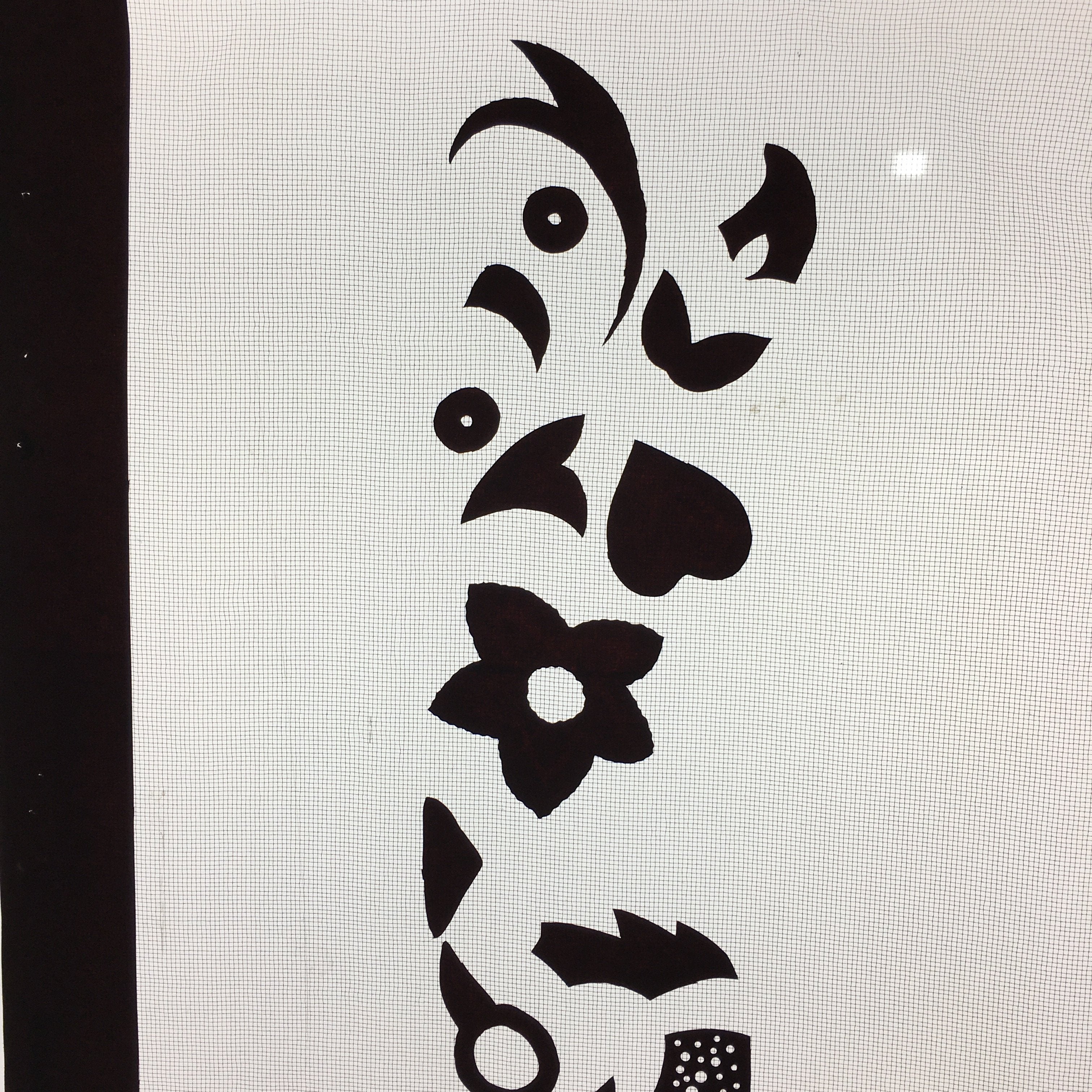 Antique Japanese Katagami Kimono Stencil Katazome Design Flower Star C811