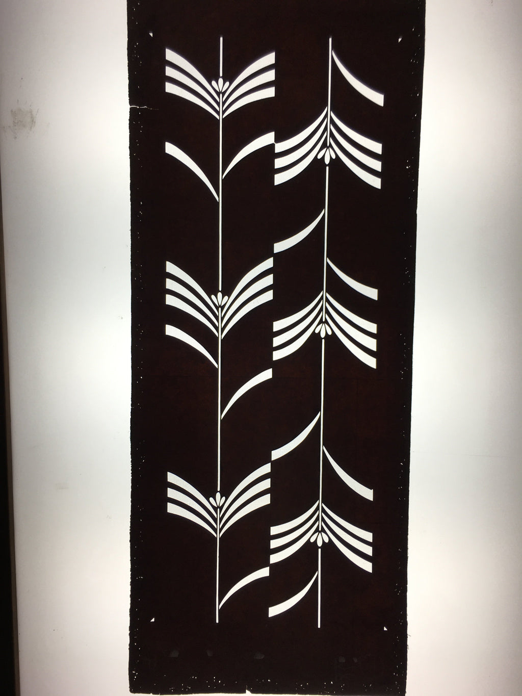 Antique Japanese Katagami Kimono Stencil Katazome Design Flower With Stem C806