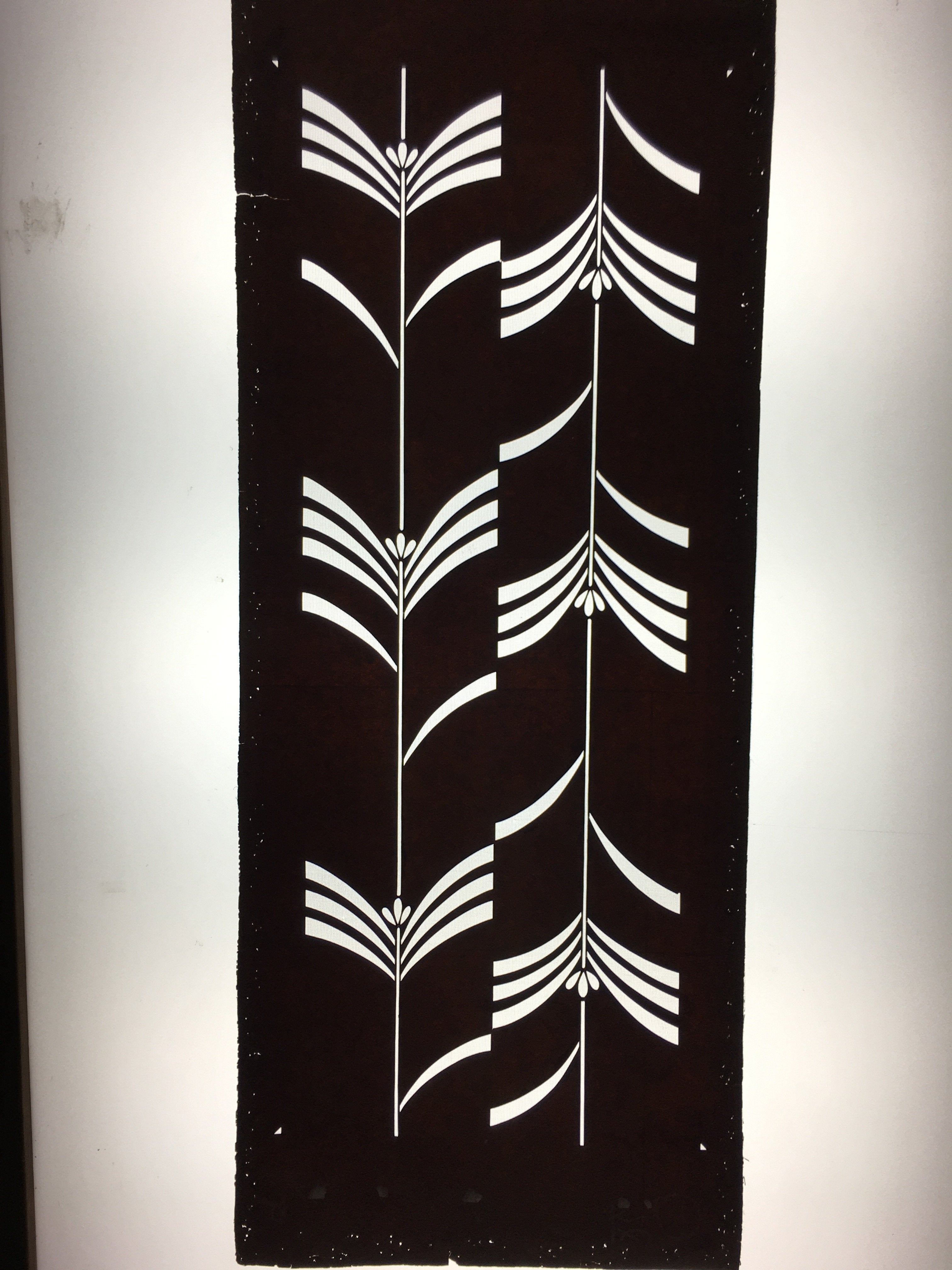 Antique Japanese Katagami Kimono Stencil Katazome Design Flower With Stem C806
