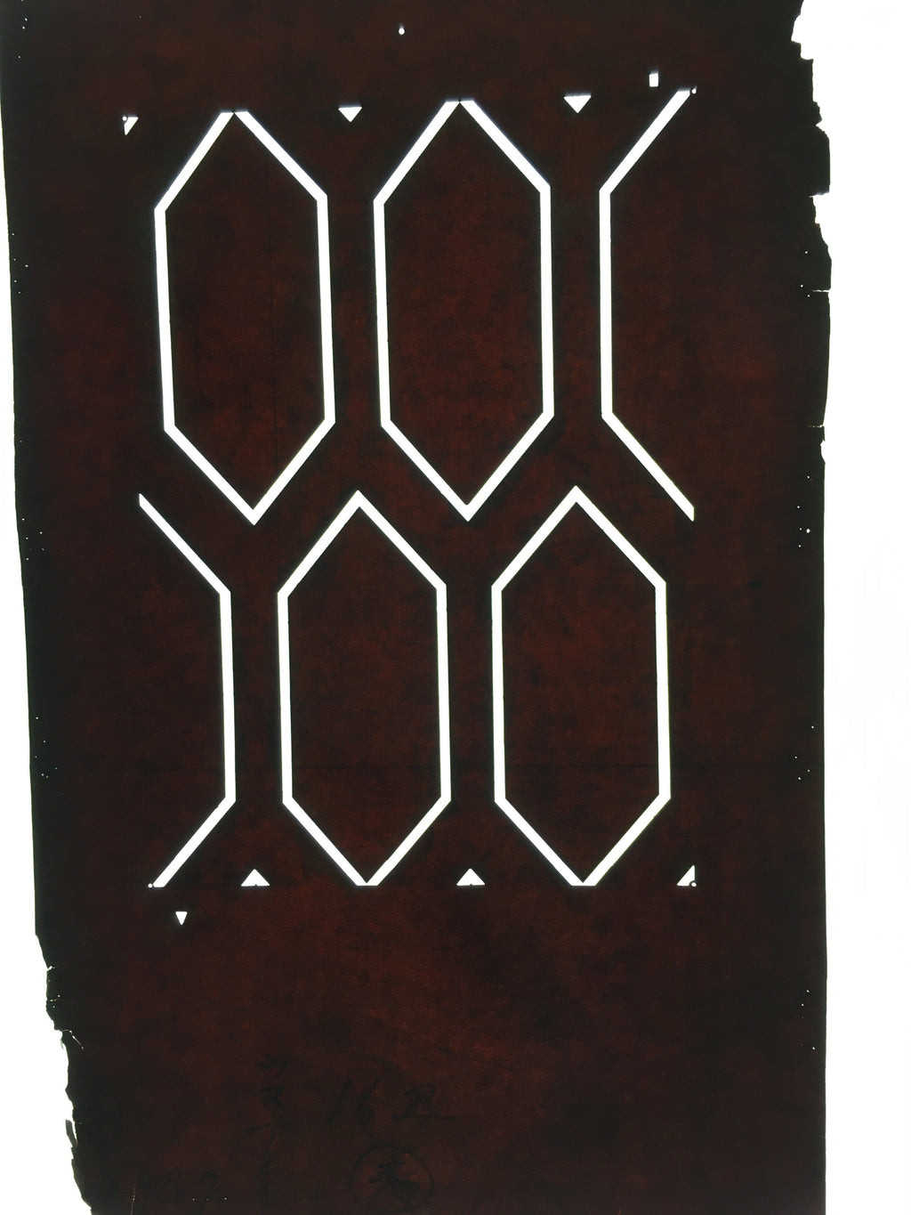 Antique Japanese Katagami Kimono Stencil Katazome Design Kikkoumon C821