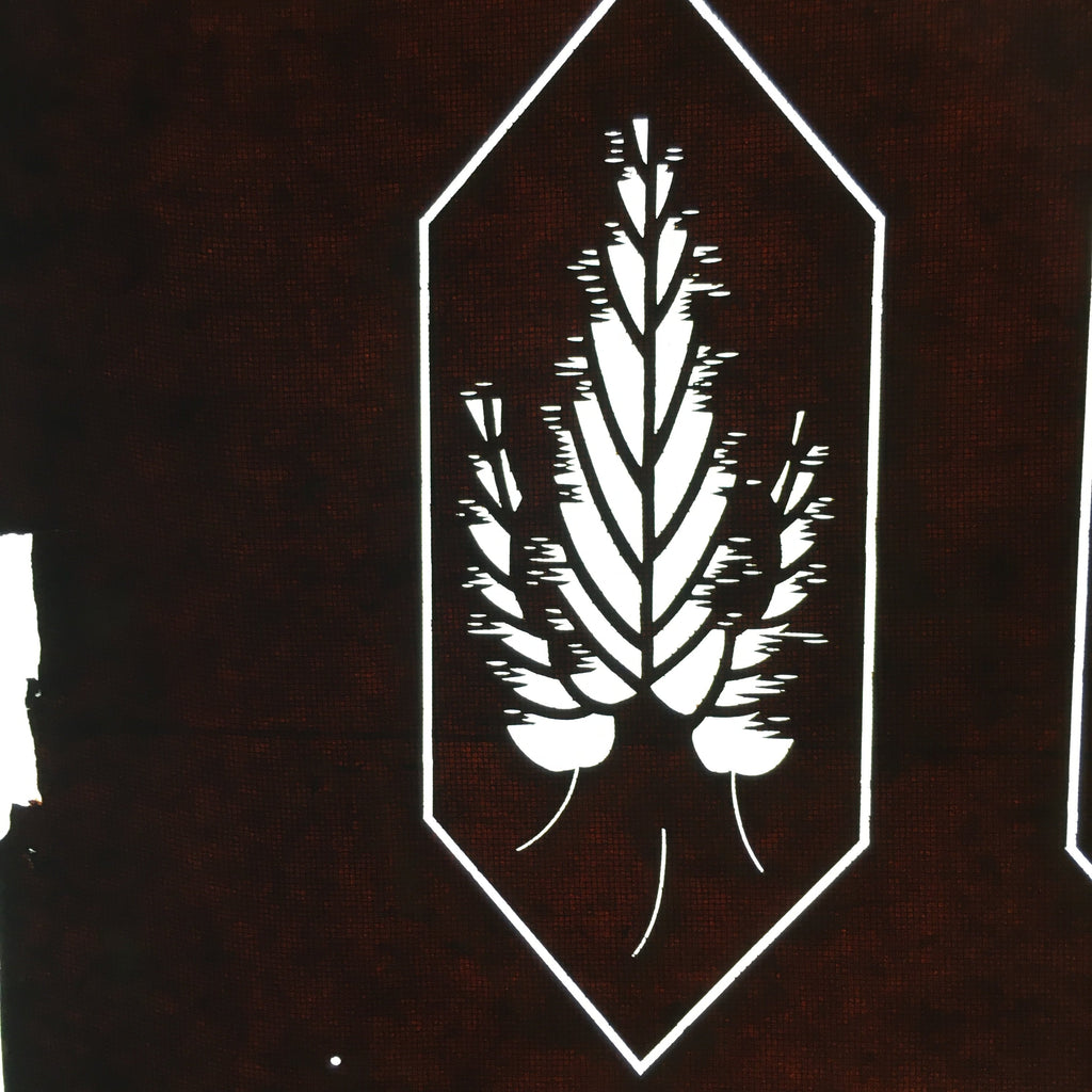 Antique Japanese Katagami Kimono Stencil Katazome Design Plants Star C815