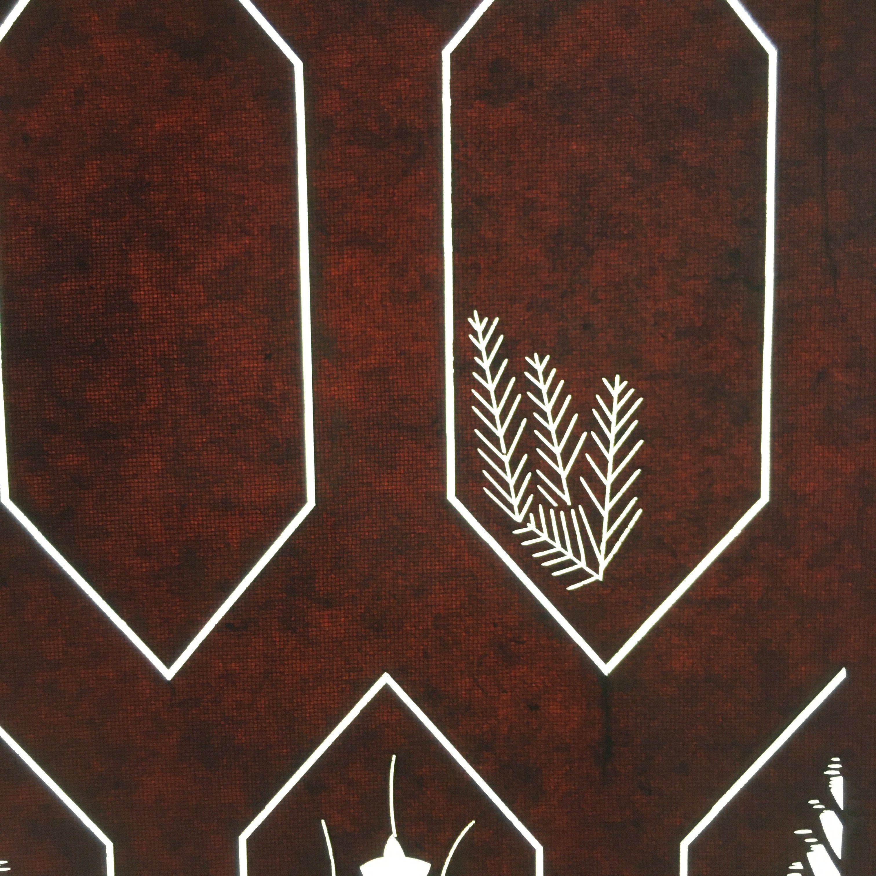 Antique Japanese Katagami Kimono Stencil Katazome Design Plants Star C815