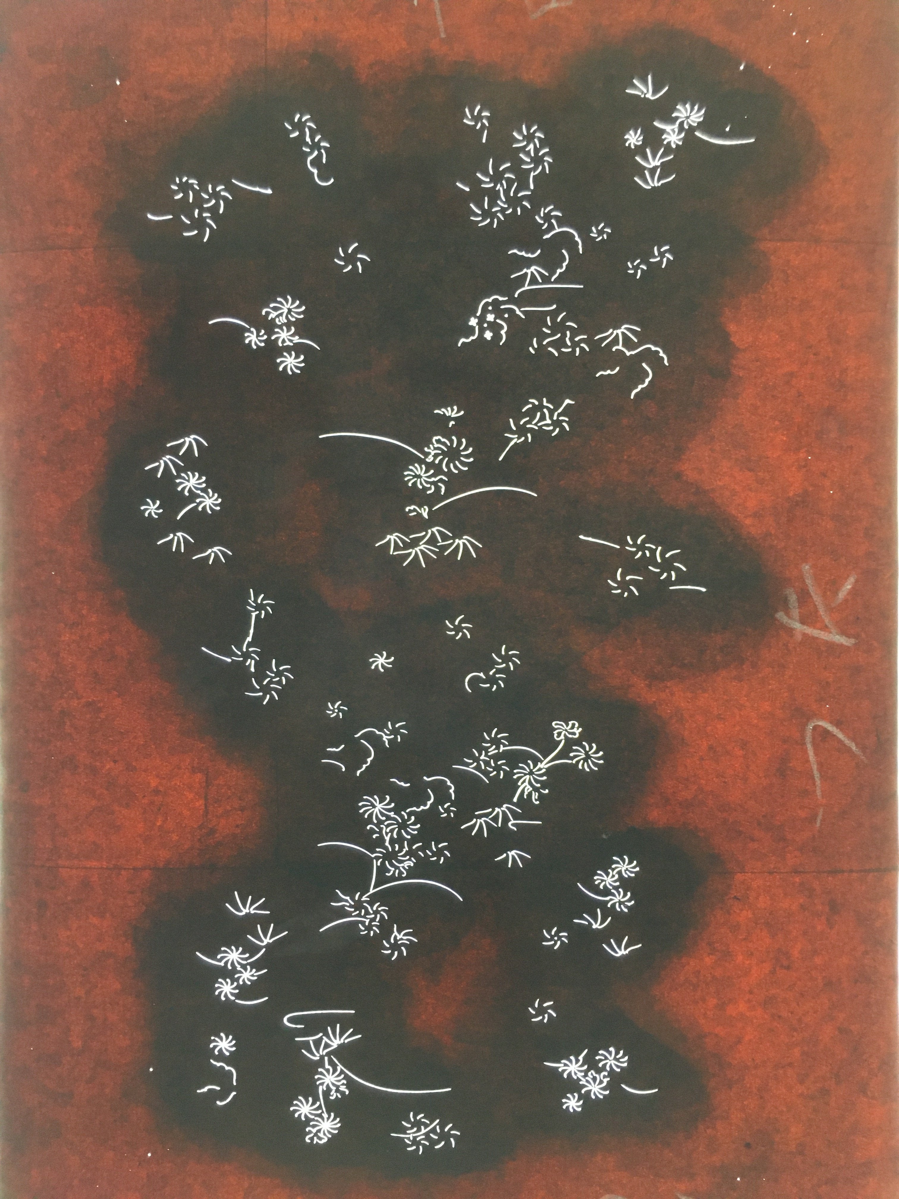 Antique Japanese Katagami Kimono Stencil Katazome Design Small Flowers C803