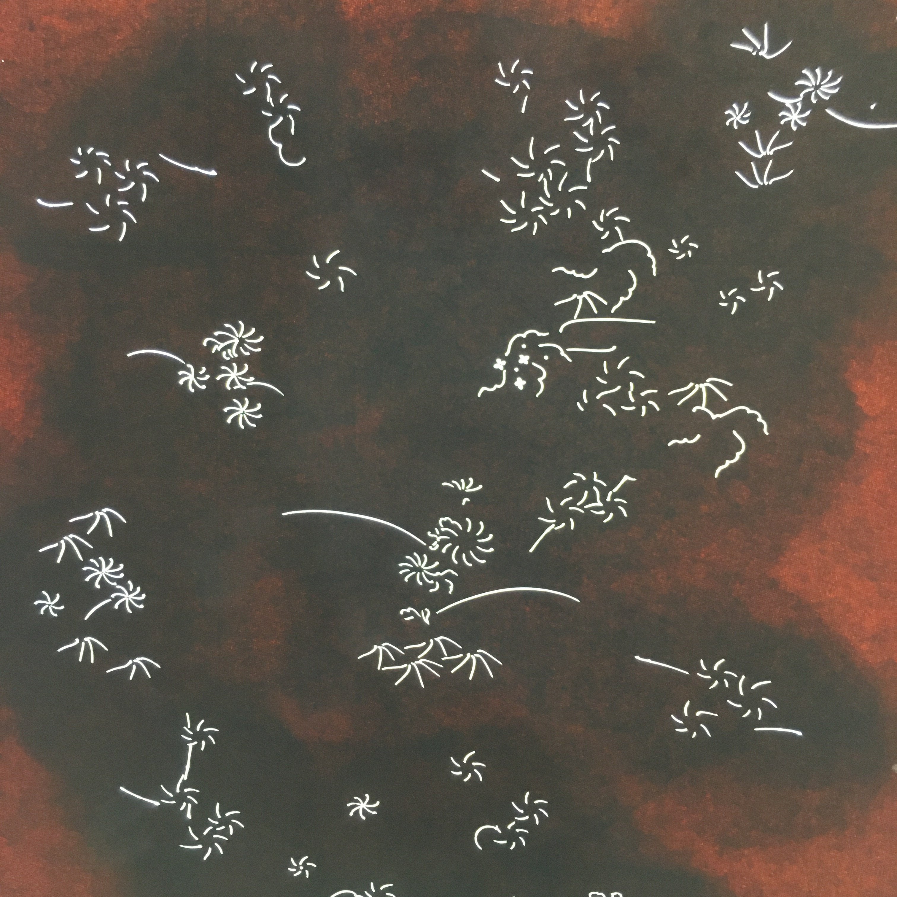 Antique Japanese Katagami Kimono Stencil Katazome Design Small Flowers C803