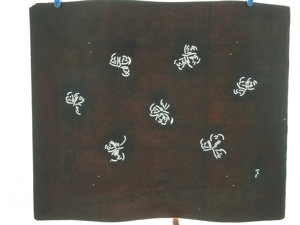 Antique Japanese Katagami Kimono Stencil Katazome Edo Floral 4Y193