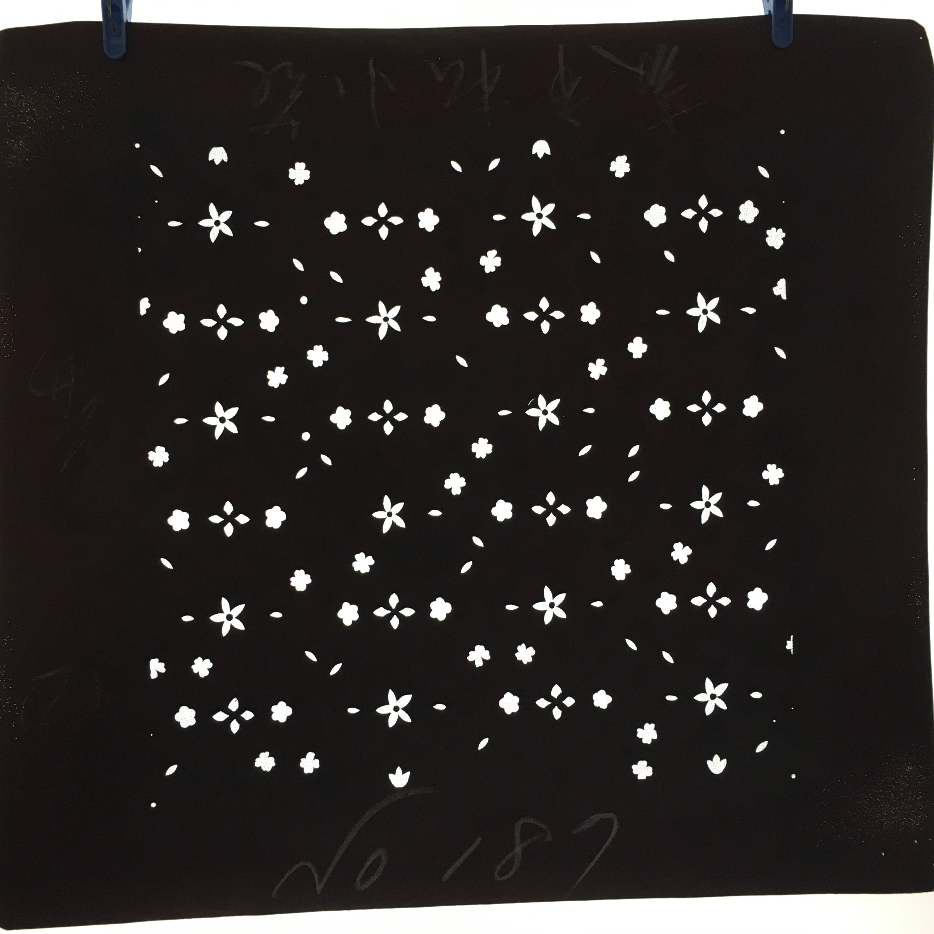 Antique Japanese Katagami Kimono Stencil Katazome Edo Floral Petal Leaf 4Y213
