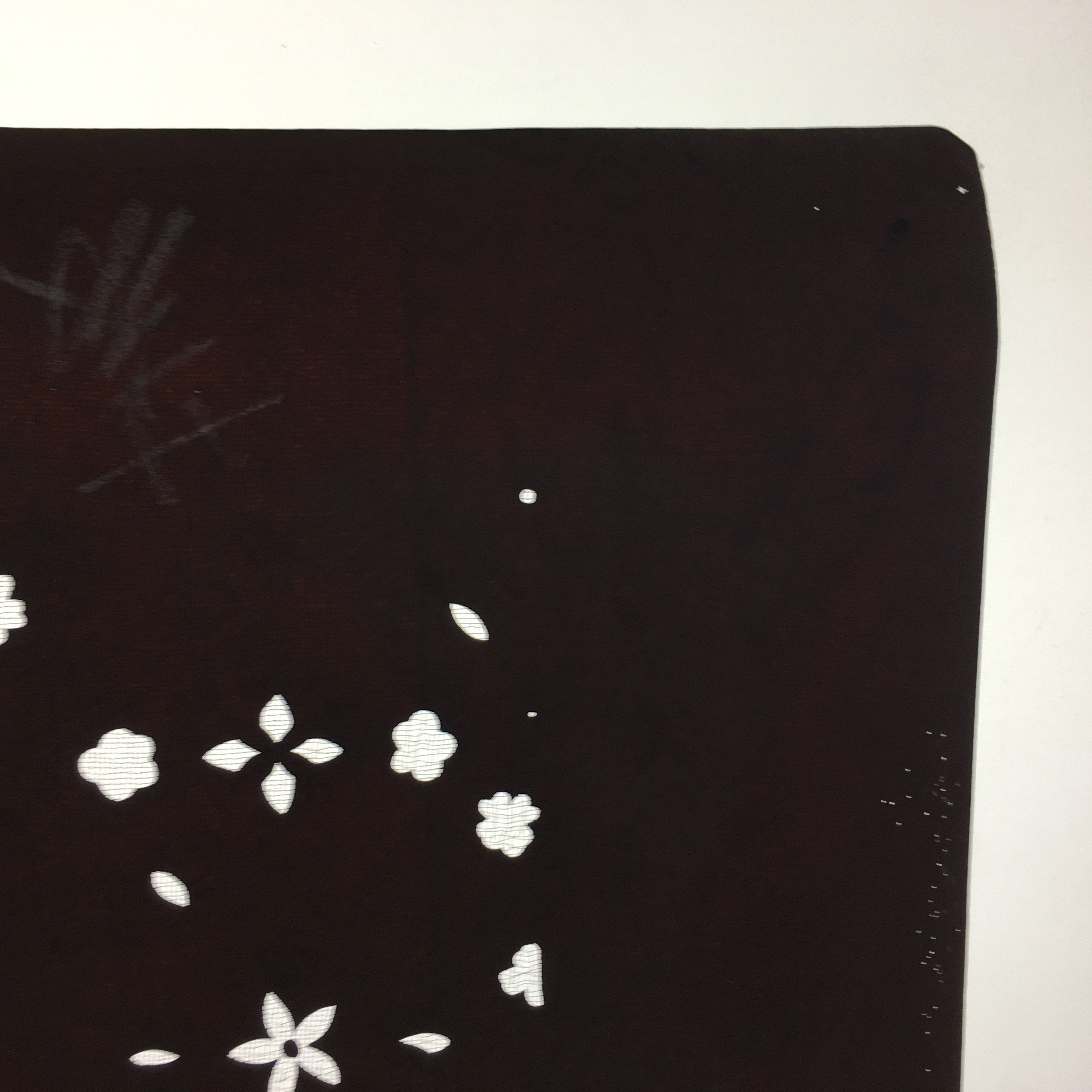Antique Japanese Katagami Kimono Stencil Katazome Edo Floral Petal Leaf 4Y213