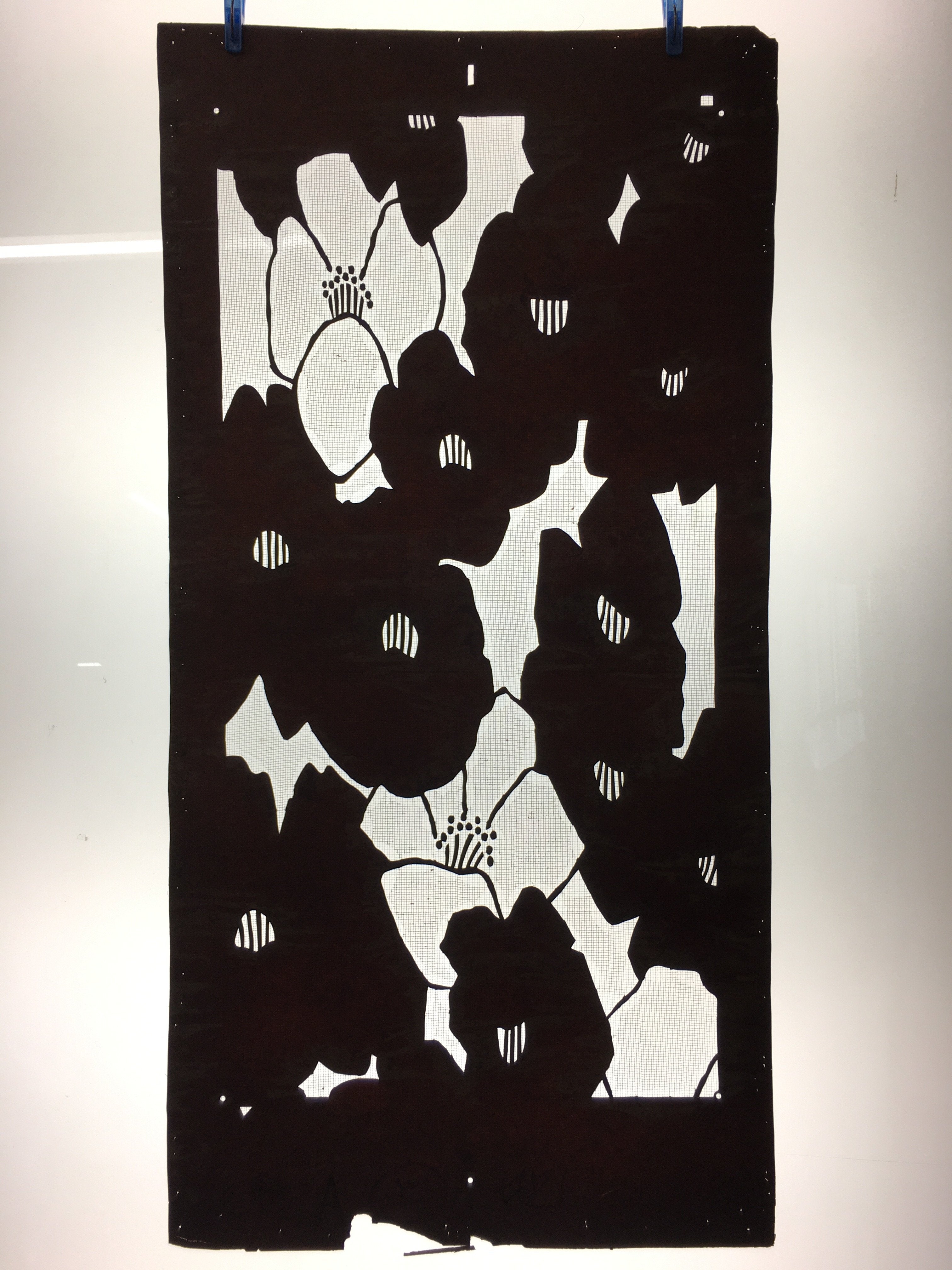 Antique Japanese Katagami Kimono Stencil Katazome Flower C762