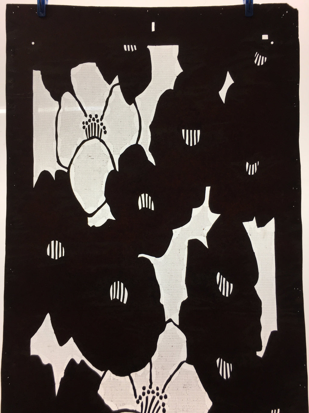 Antique Japanese Katagami Kimono Stencil Katazome Flower C762