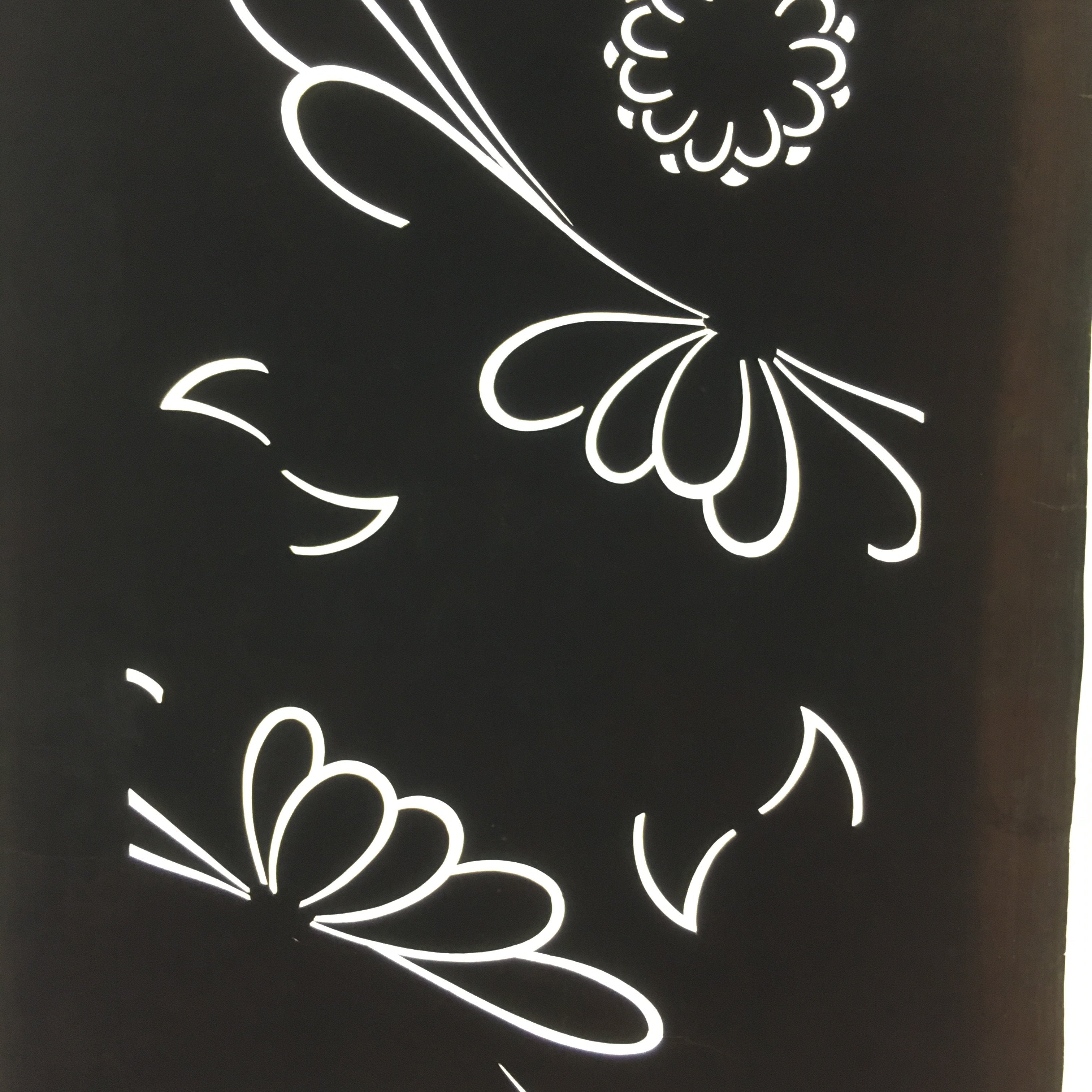 Antique Japanese Katagami Kimono Stencil Katazome Flower Kiku Butterfly C325