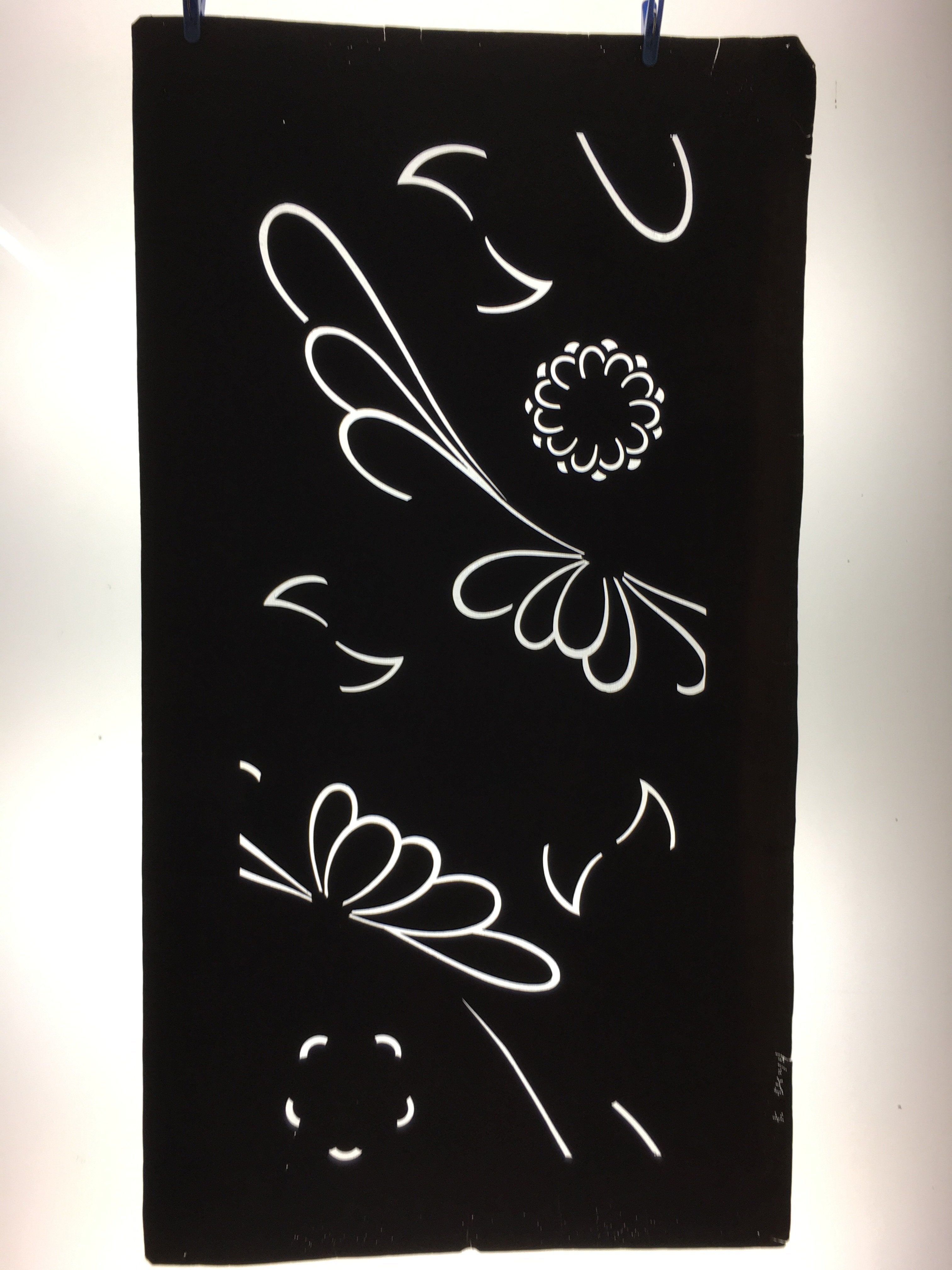Antique Japanese Katagami Kimono Stencil Katazome Flower Kiku Butterfly C325