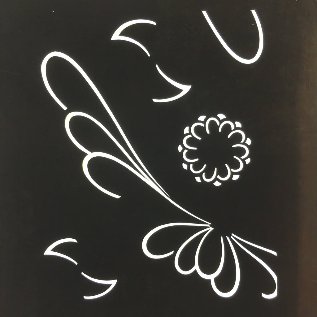 Antique Japanese Katagami Kimono Stencil Katazome Flower Kiku Butterfly C325