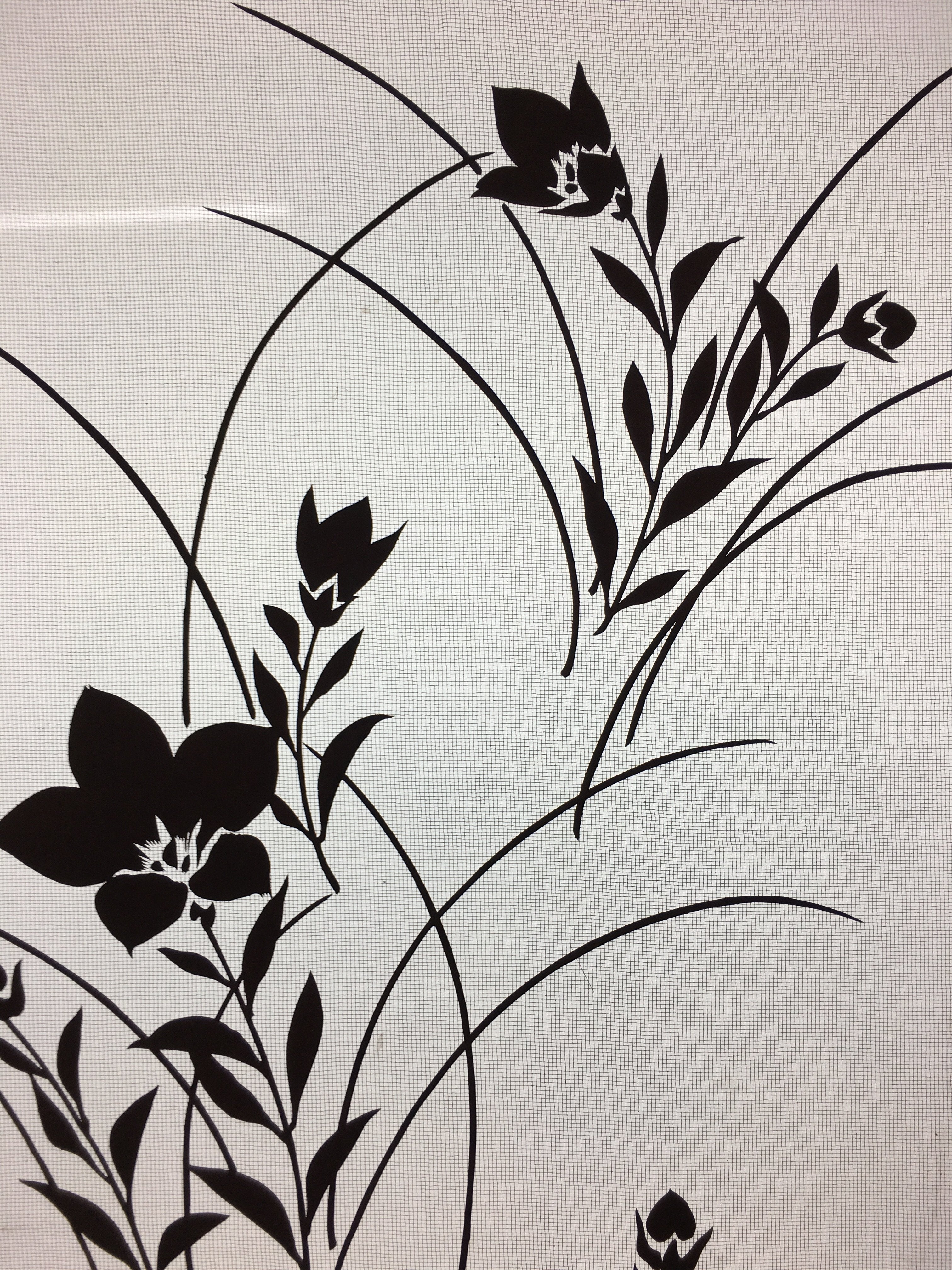 Antique Japanese Katagami Kimono Stencil Katazome Flower Leaf C730