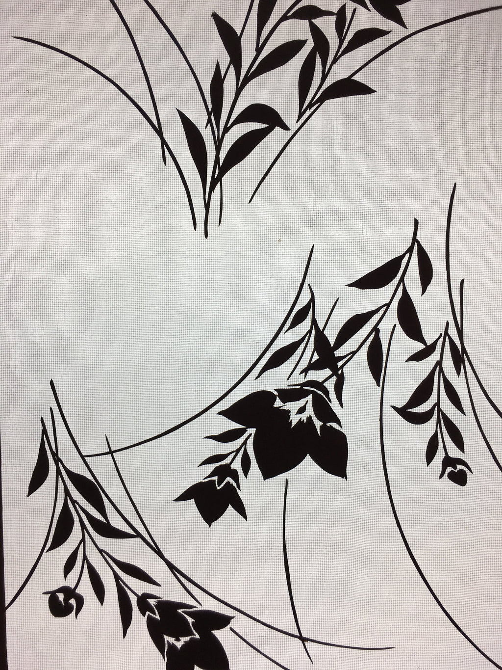 Antique Japanese Katagami Kimono Stencil Katazome Flower Leaf C730
