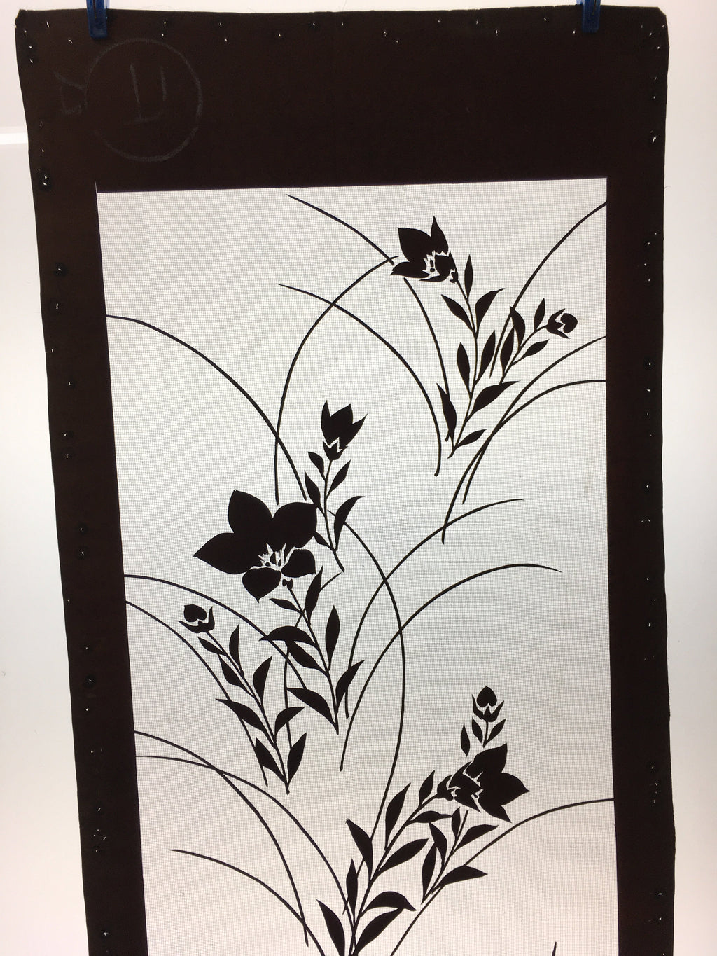 Antique Japanese Katagami Kimono Stencil Katazome Flower Leaf C730