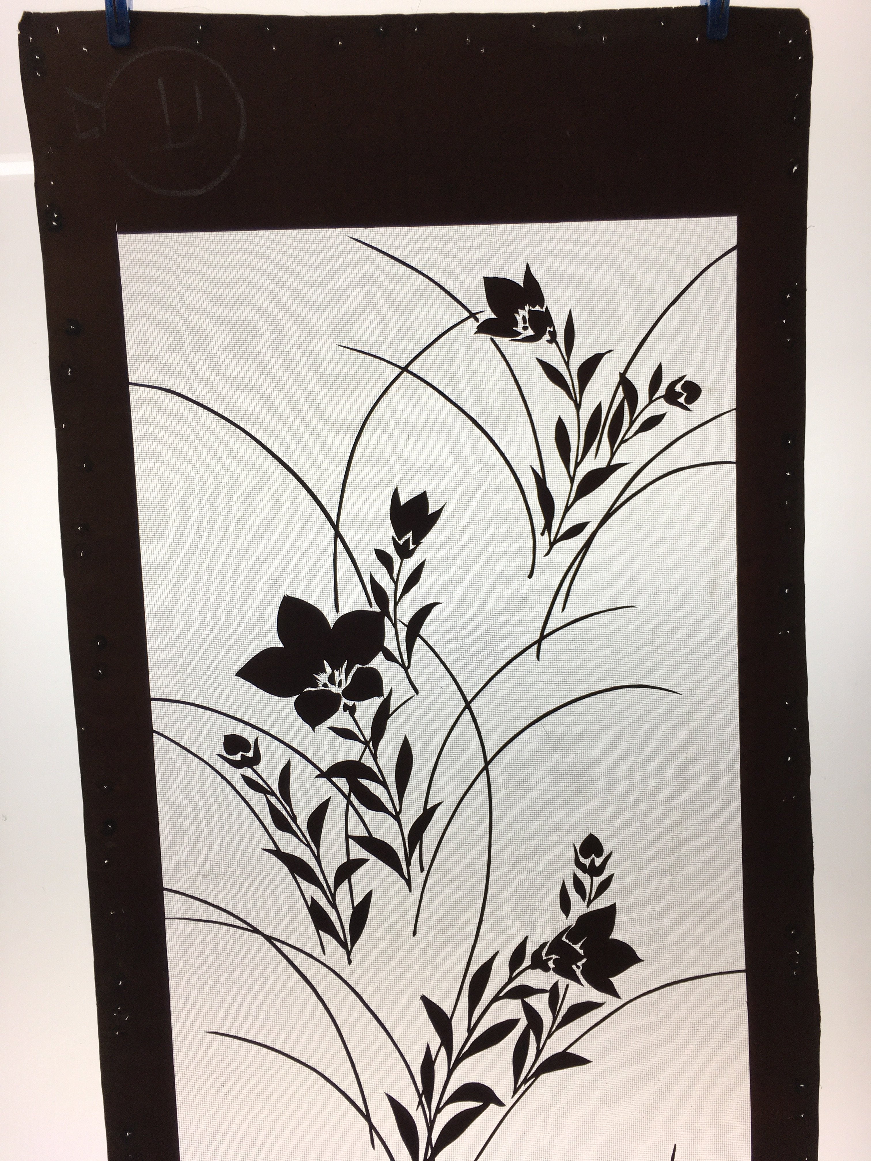 Antique Japanese Katagami Kimono Stencil Katazome Flower Leaf C730