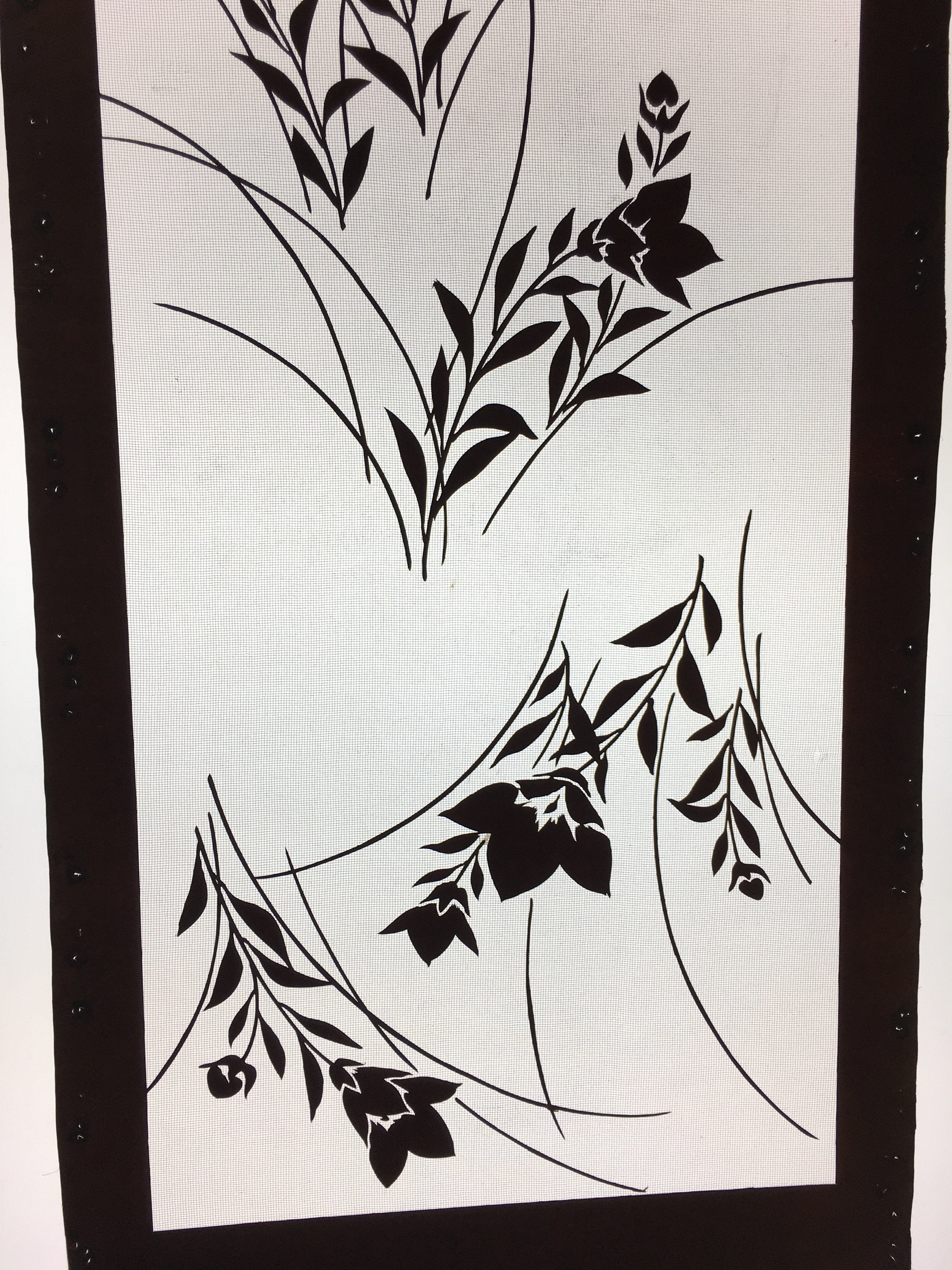 Antique Japanese Katagami Kimono Stencil Katazome Flower Leaf C730