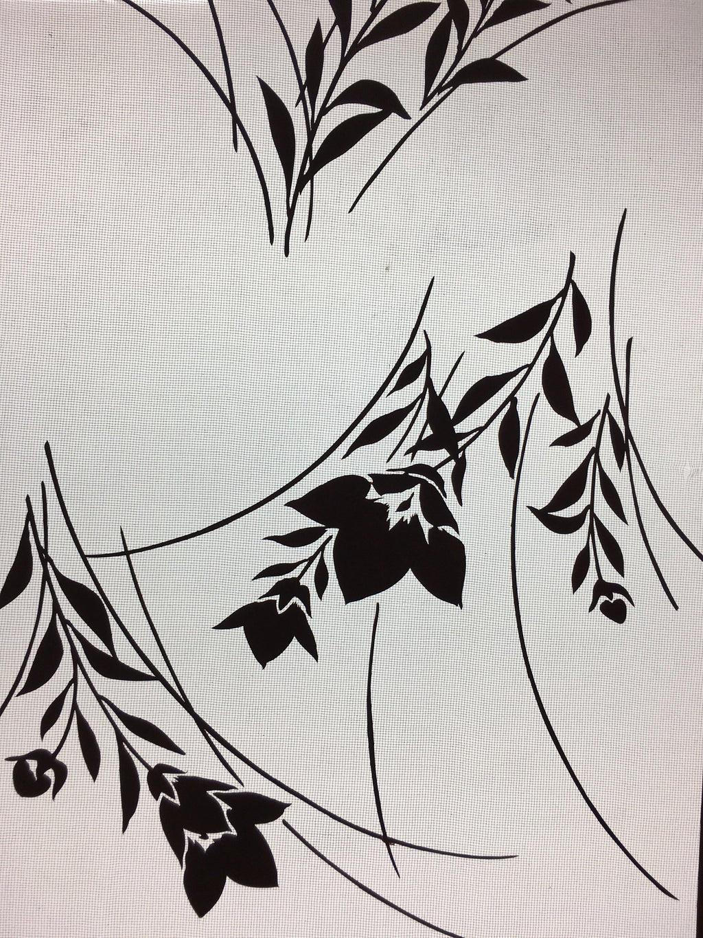 Antique Japanese Katagami Kimono Stencil Katazome Flower Leaf C730