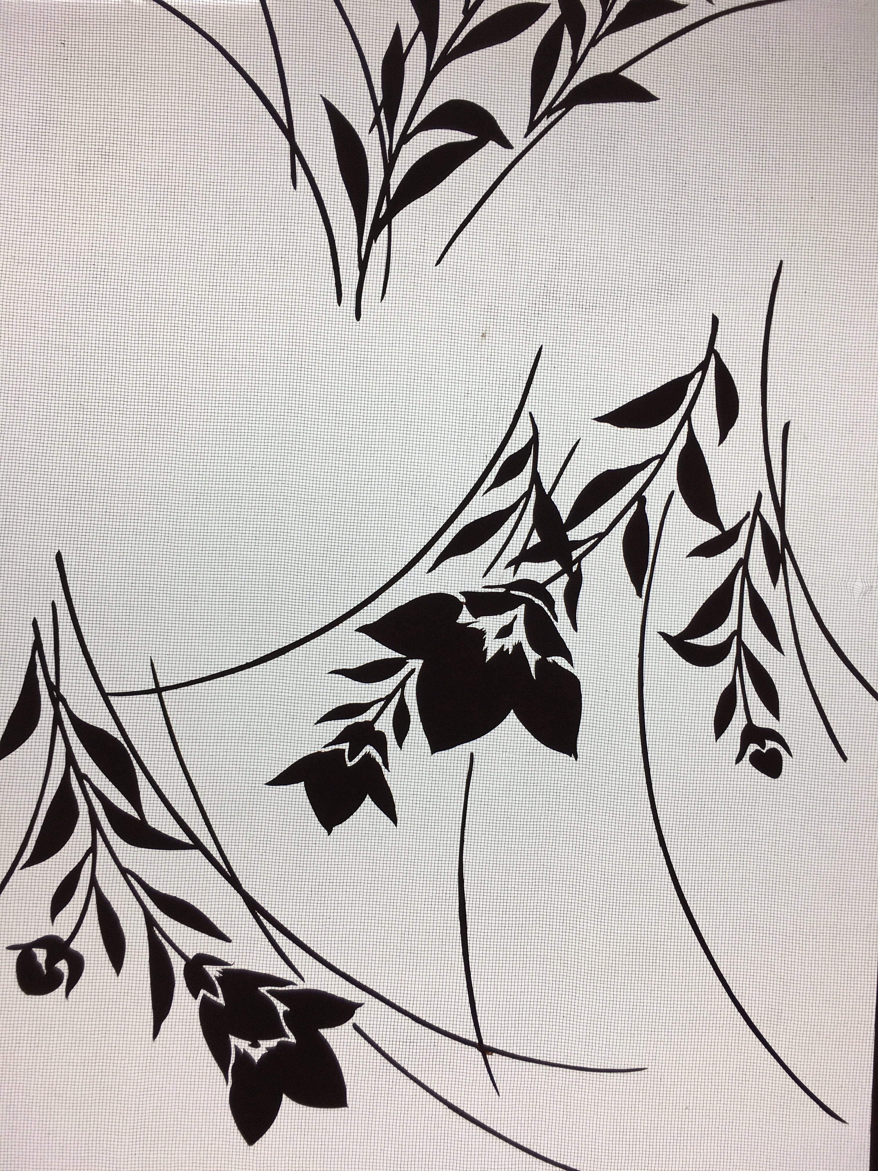 Antique Japanese Katagami Kimono Stencil Katazome Flower Leaf C730