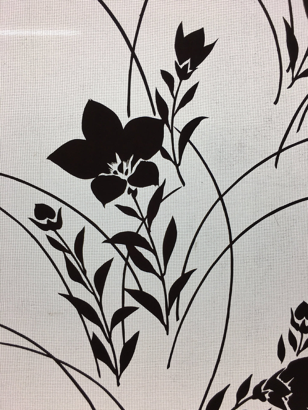 Antique Japanese Katagami Kimono Stencil Katazome Flower Leaf C730