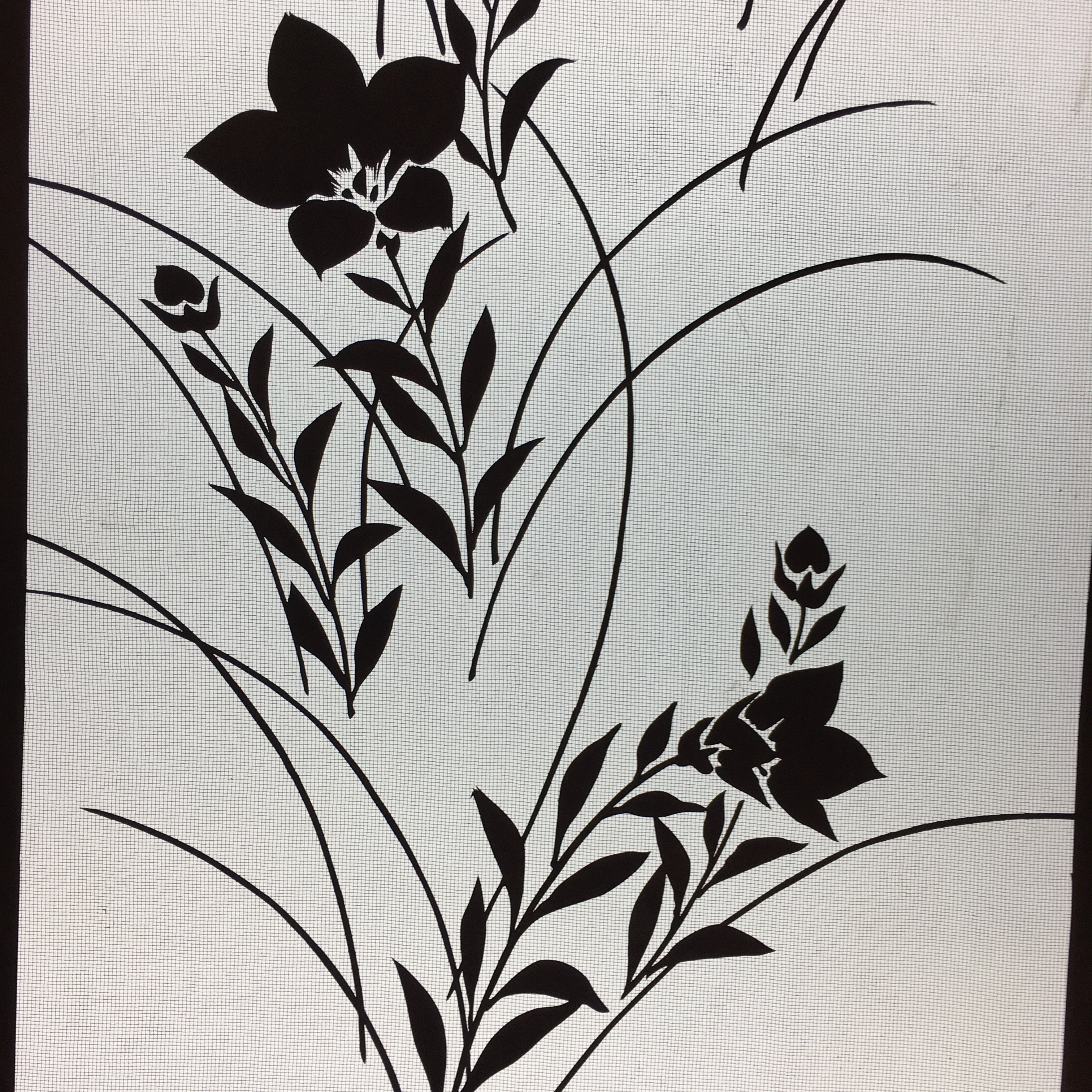 Antique Japanese Katagami Kimono Stencil Katazome Flower Leaf C730