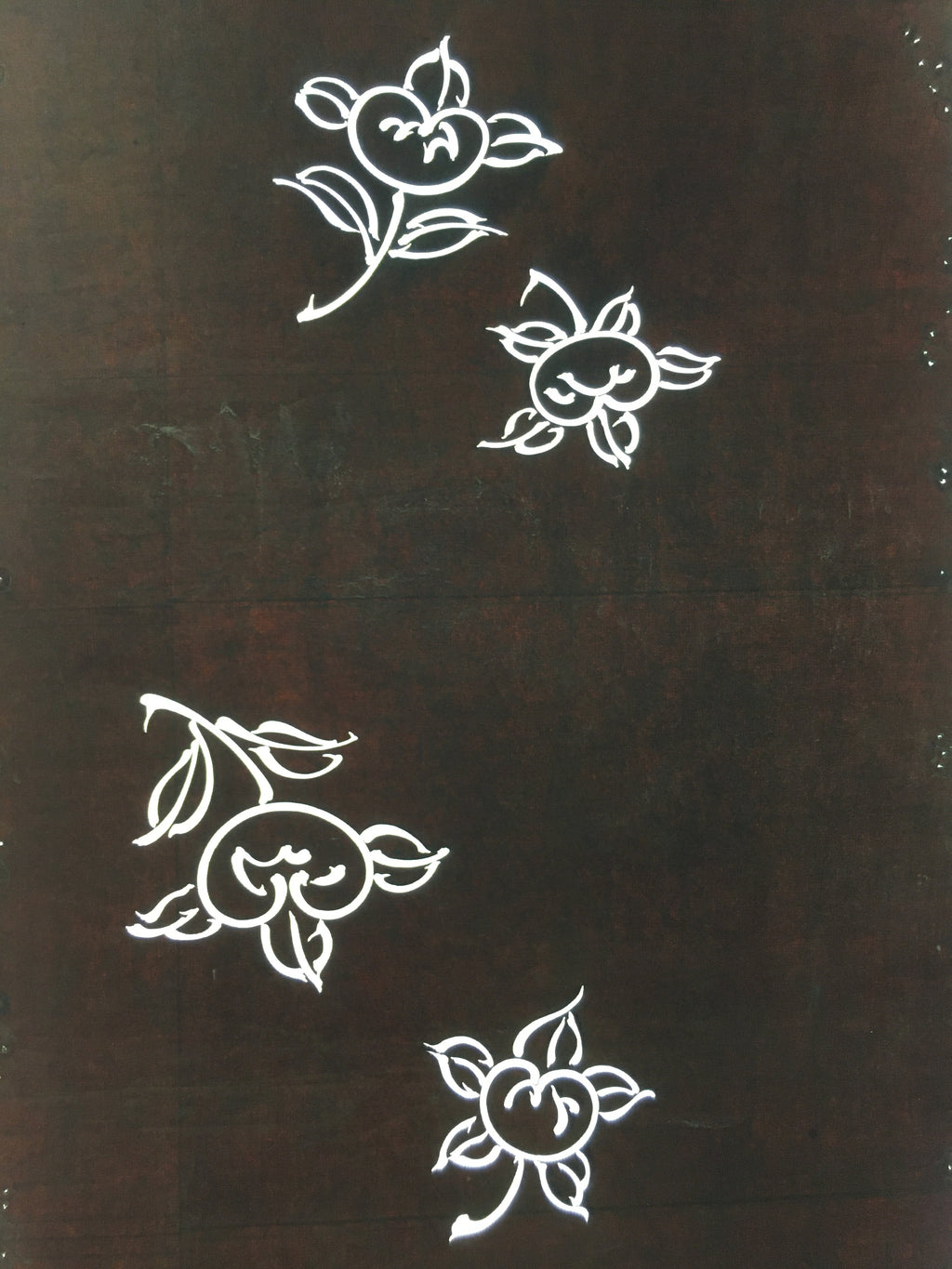 Antique Japanese Katagami Kimono Stencil Katazome Flower Leaf C739