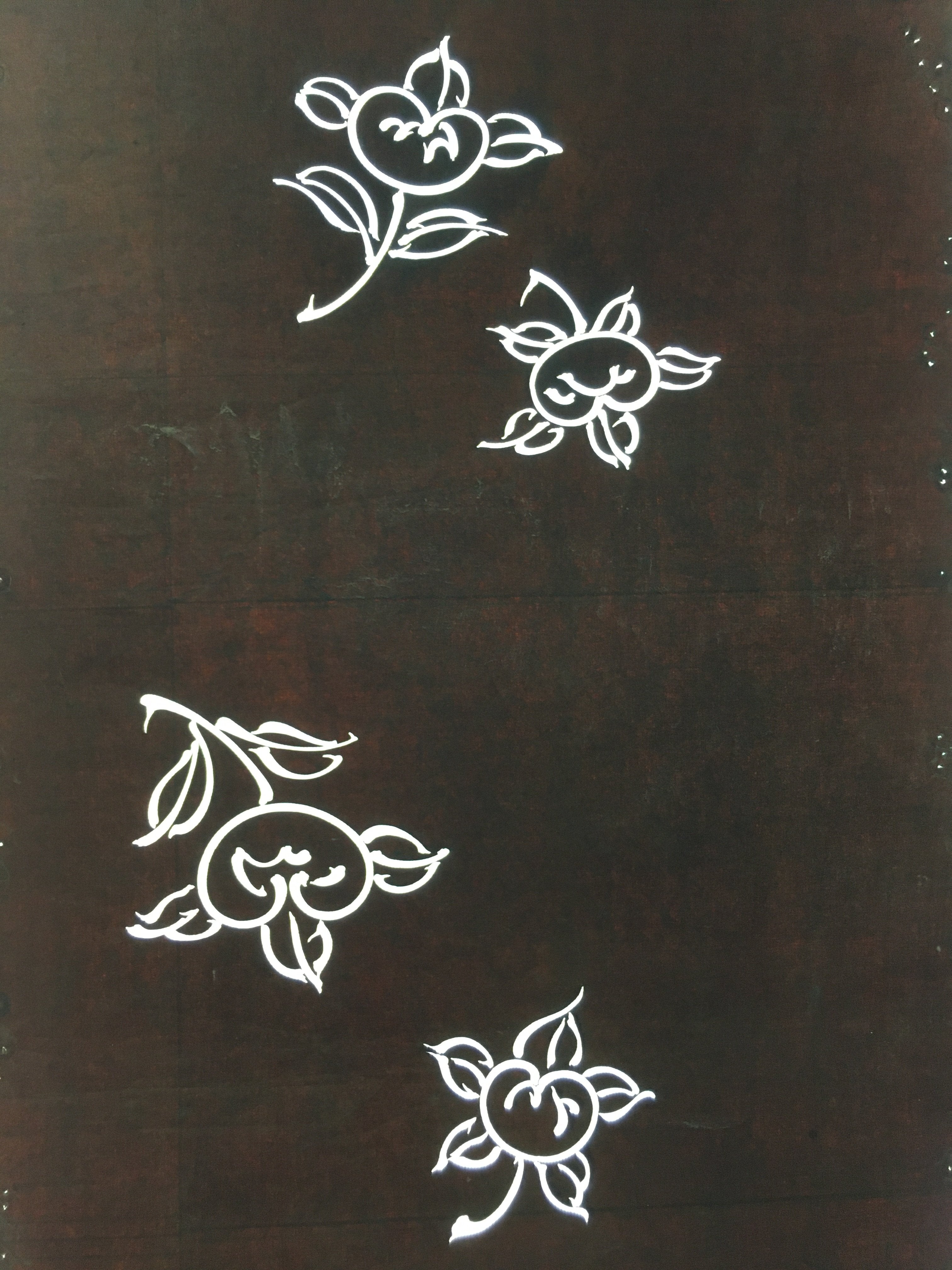 Antique Japanese Katagami Kimono Stencil Katazome Flower Leaf C739
