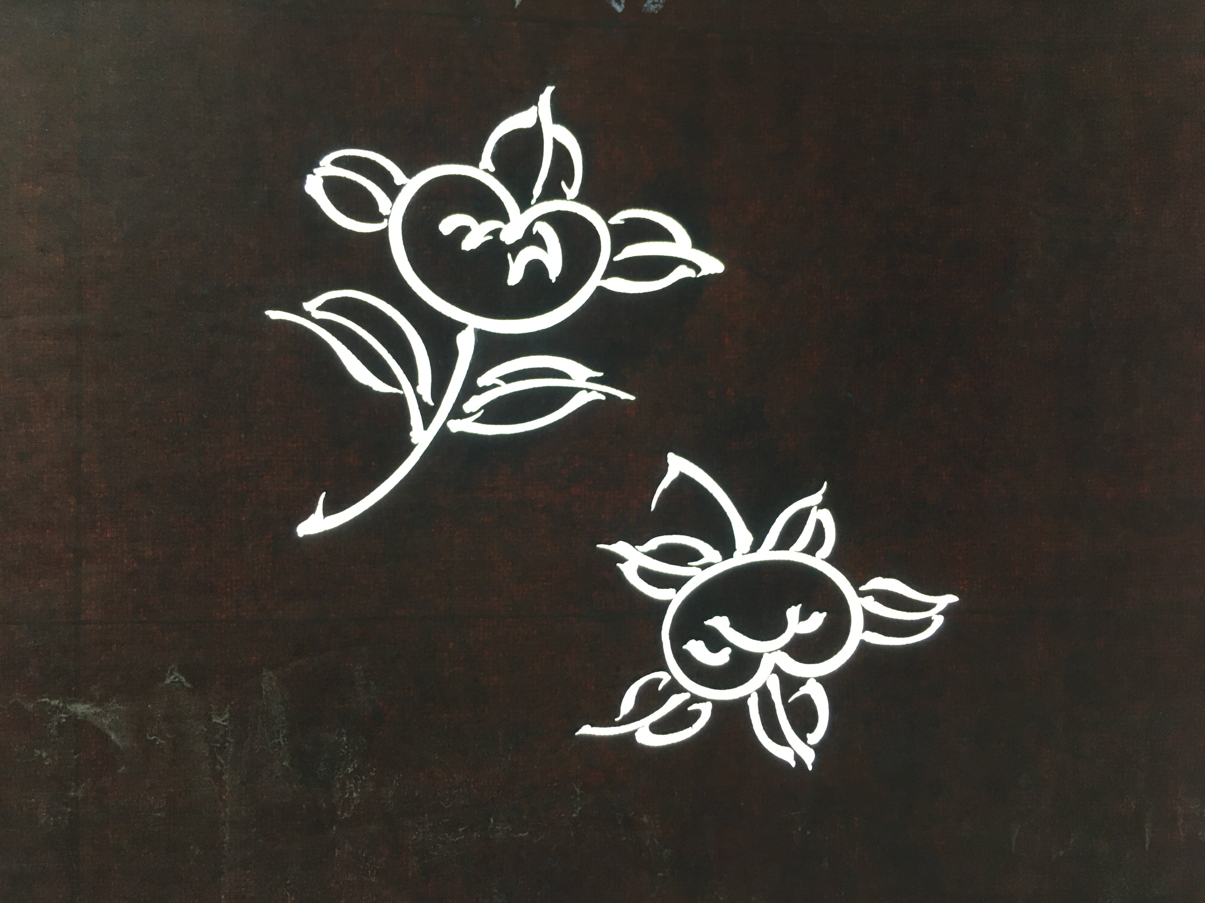 Antique Japanese Katagami Kimono Stencil Katazome Flower Leaf C739