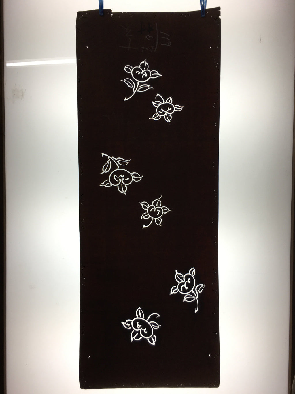 Antique Japanese Katagami Kimono Stencil Katazome Flower Leaf C739