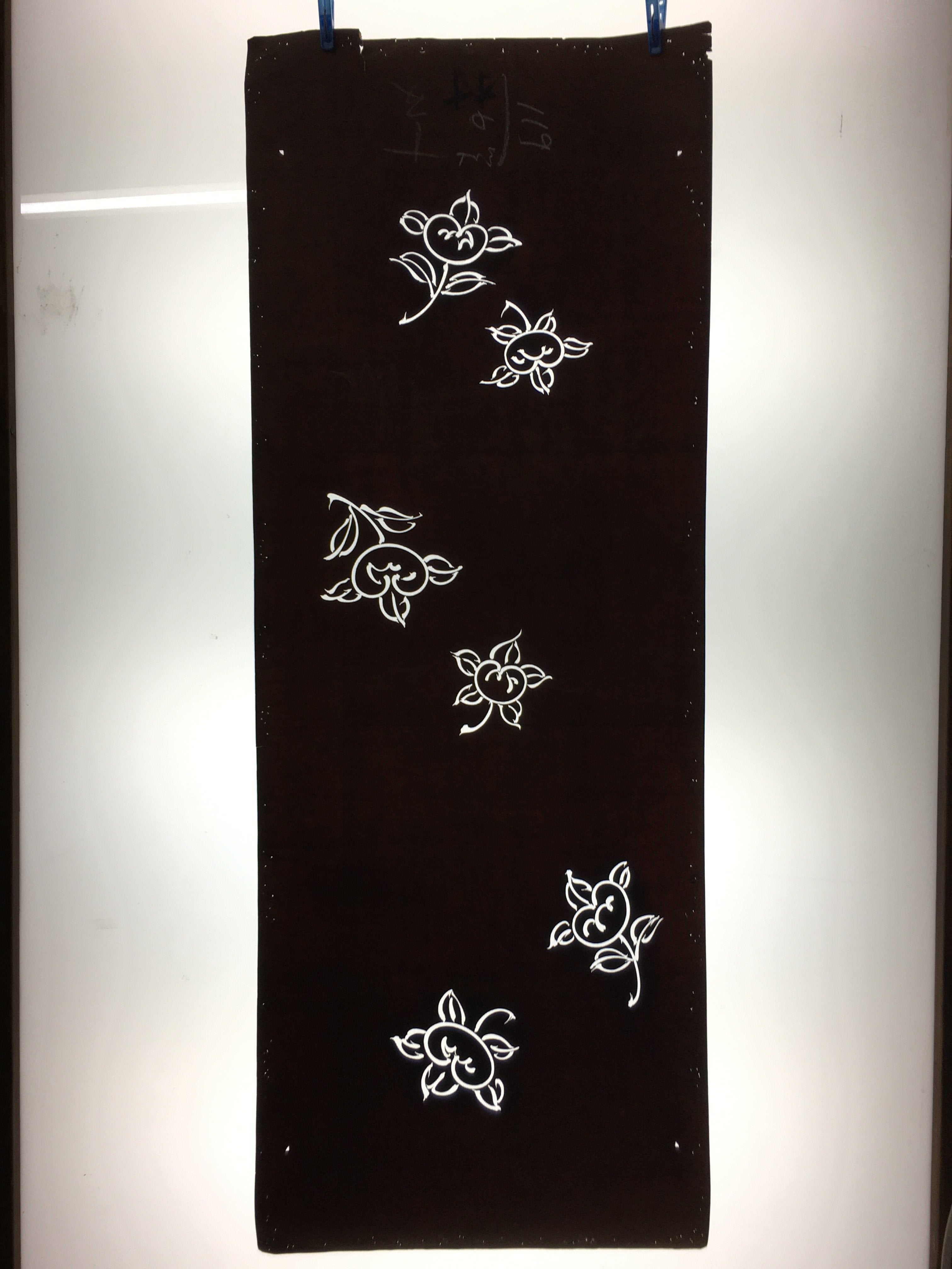 Antique Japanese Katagami Kimono Stencil Katazome Flower Leaf C739