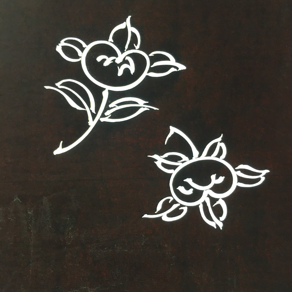 Antique Japanese Katagami Kimono Stencil Katazome Flower Leaf C739