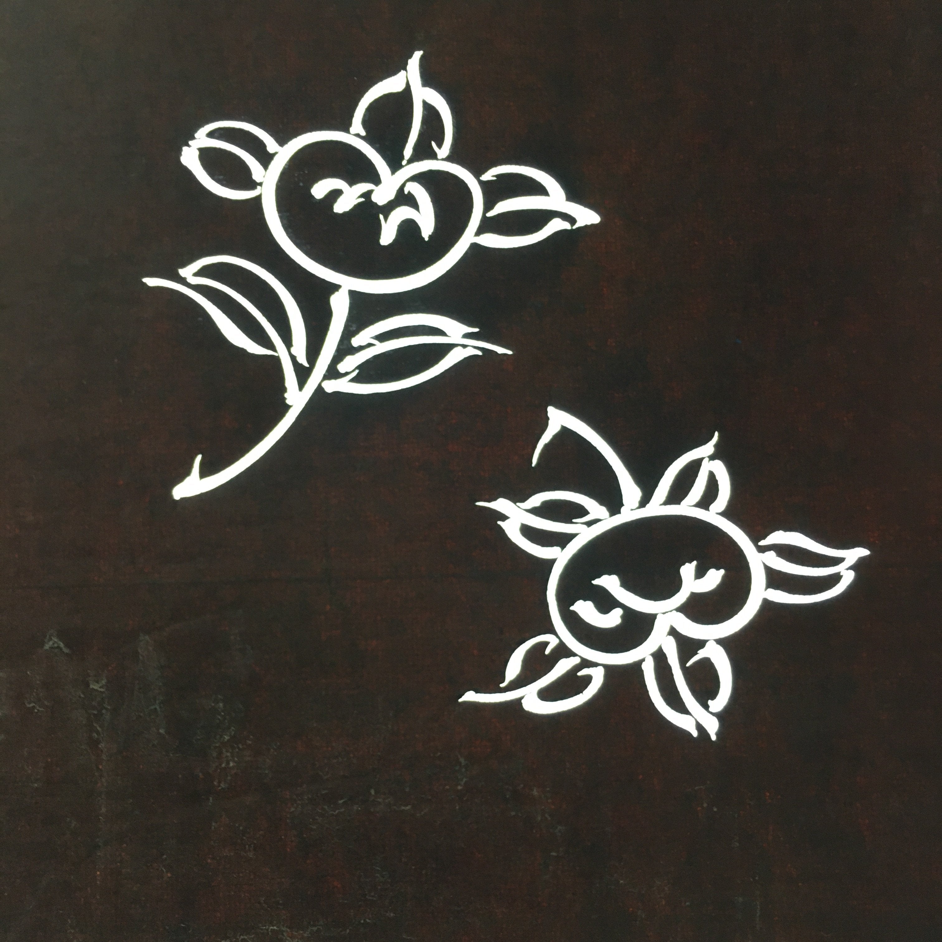 Antique Japanese Katagami Kimono Stencil Katazome Flower Leaf C739