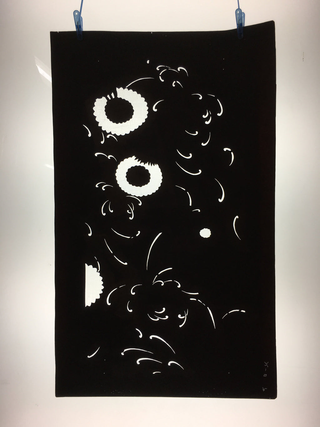 Antique Japanese Katagami Kimono Stencil Katazome Flower Petal Design C603