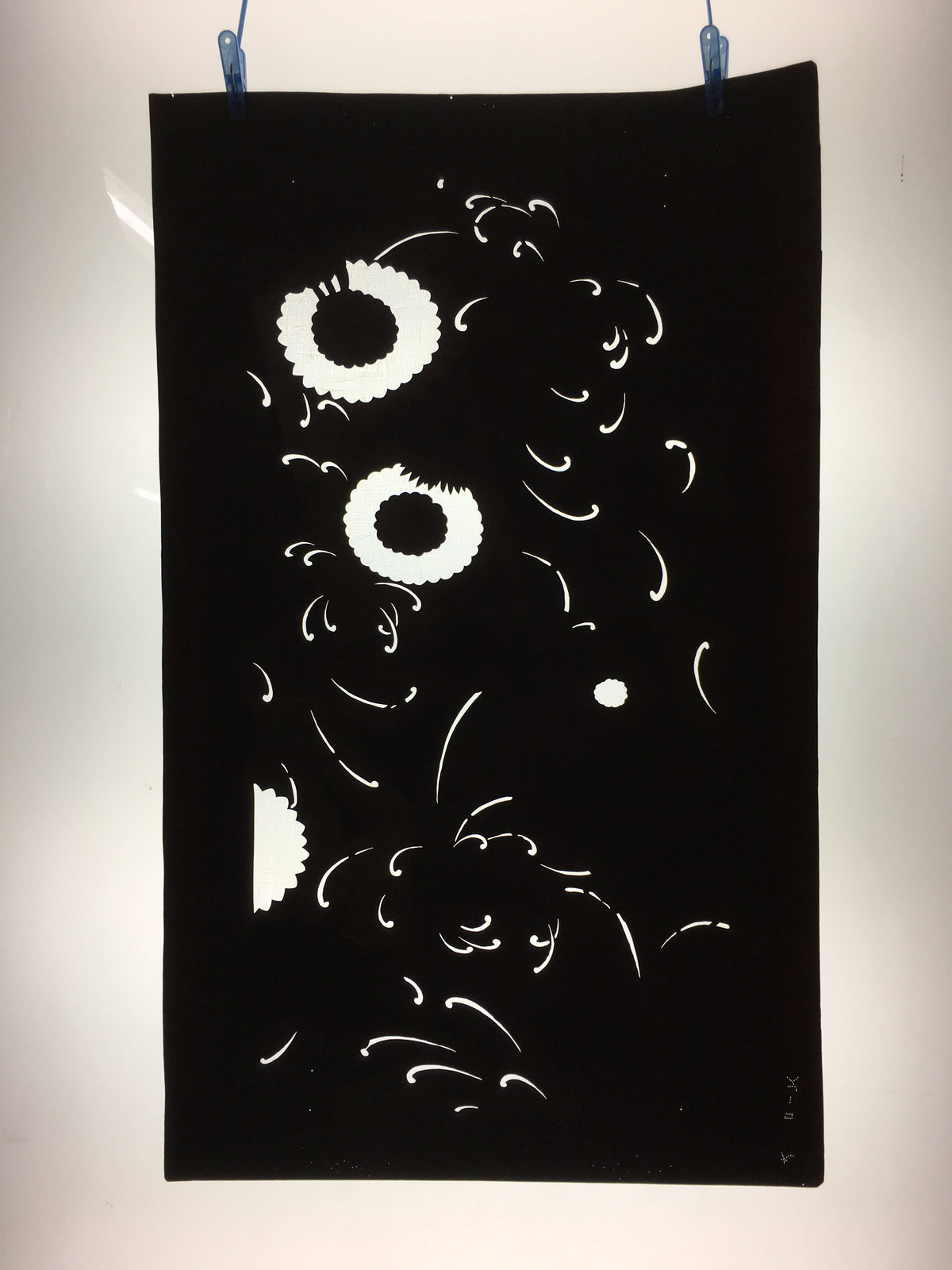 Antique Japanese Katagami Kimono Stencil Katazome Flower Petal Design C603