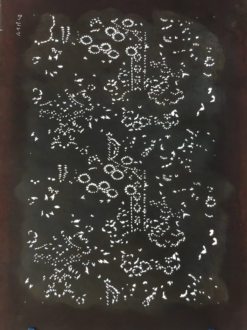 Antique Japanese Katagami Kimono Stencil Katazome Flowers And Leaves C787
