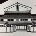 Antique Japanese Katagami Kimono Stencil Katazome House Building C734