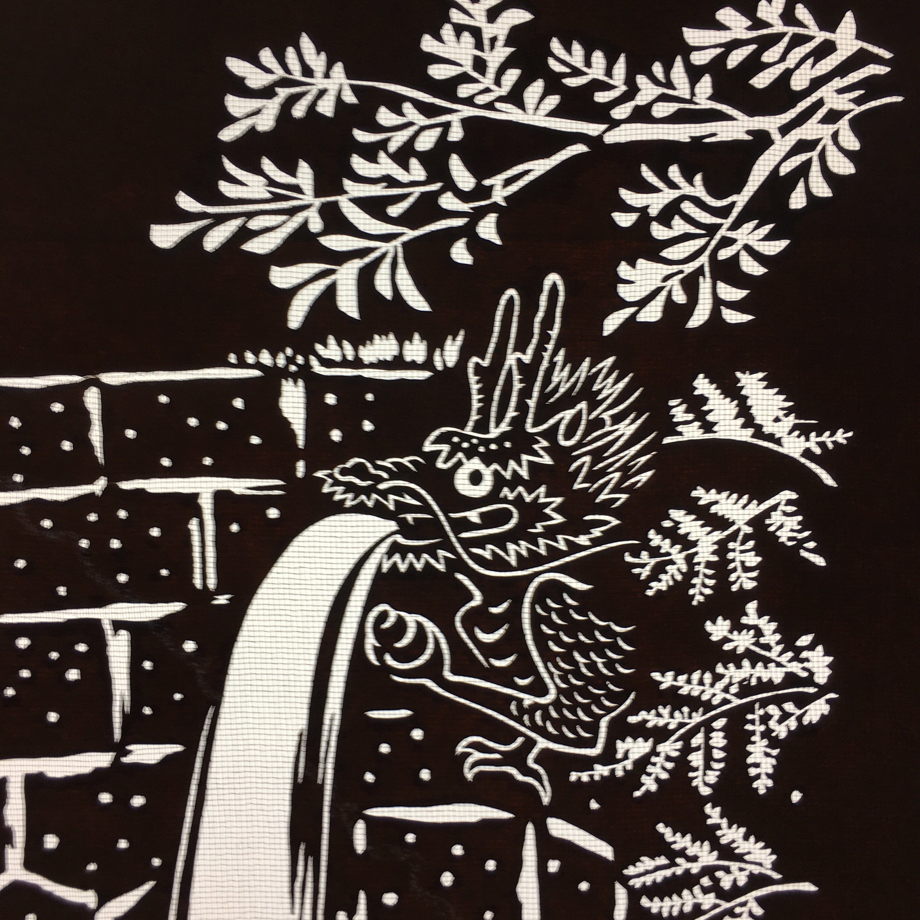 Antique Japanese Katagami Kimono Stencil Katazome Kanji Dragon Water C736